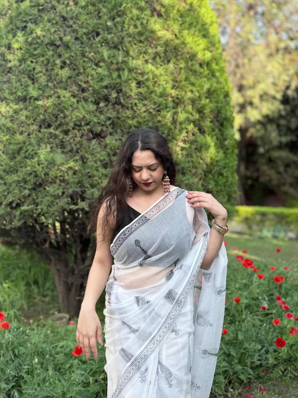 Syaahi | Printed Kota Doria Saree