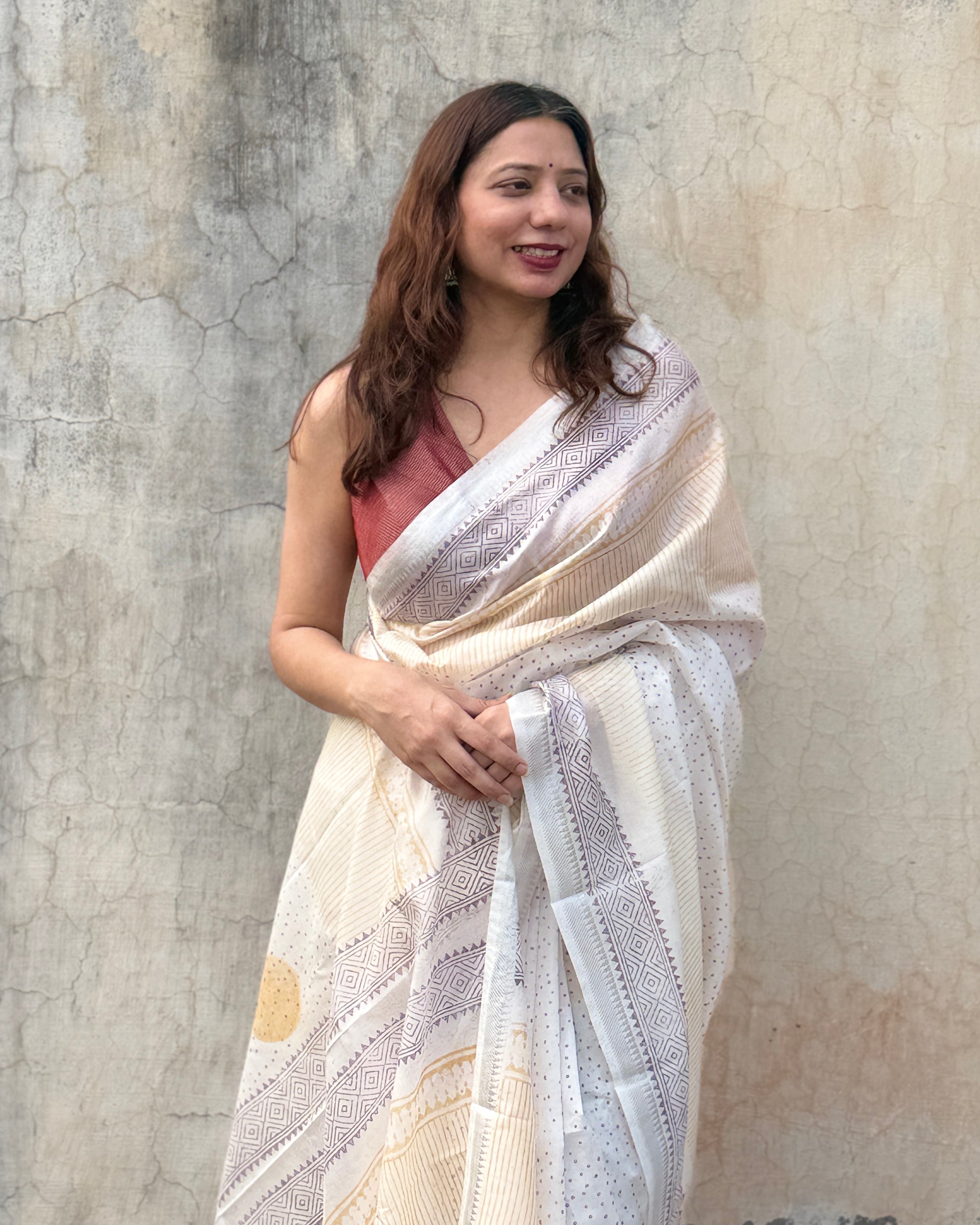 Champa | White Banana Silk Saree