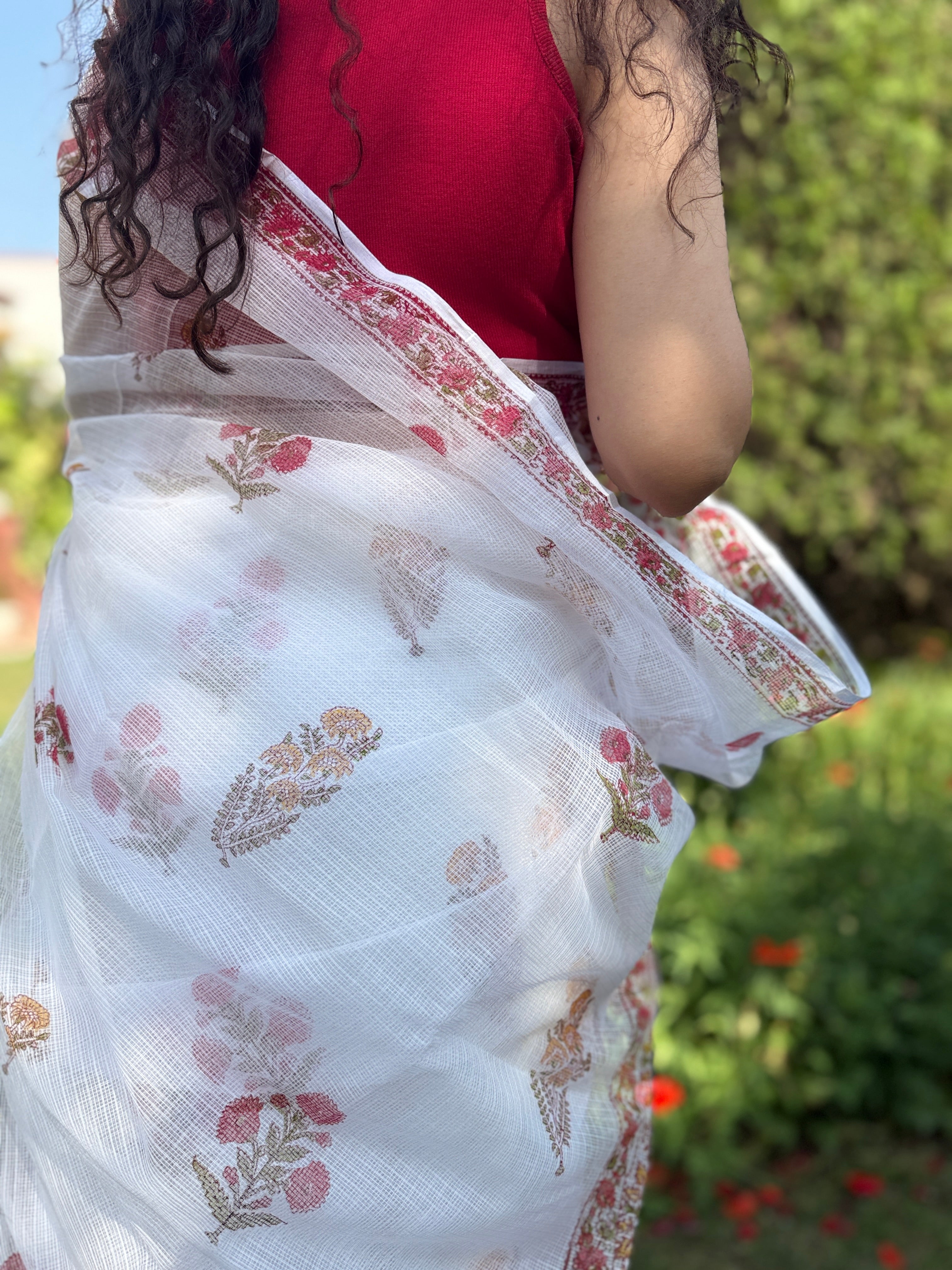 Baagh | Printed Kota Doria Saree