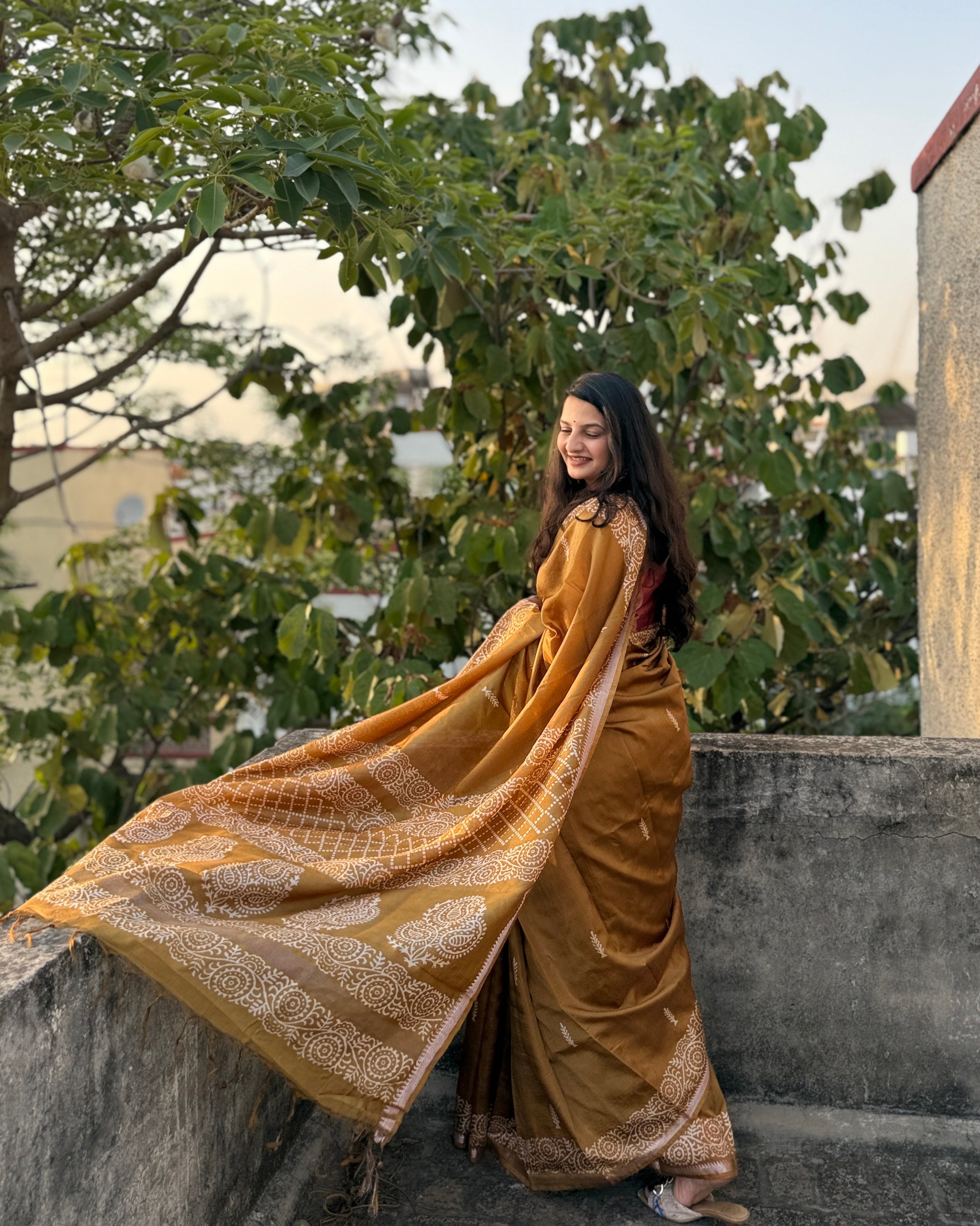 Ruhi | Mustard Banana Silk Saree