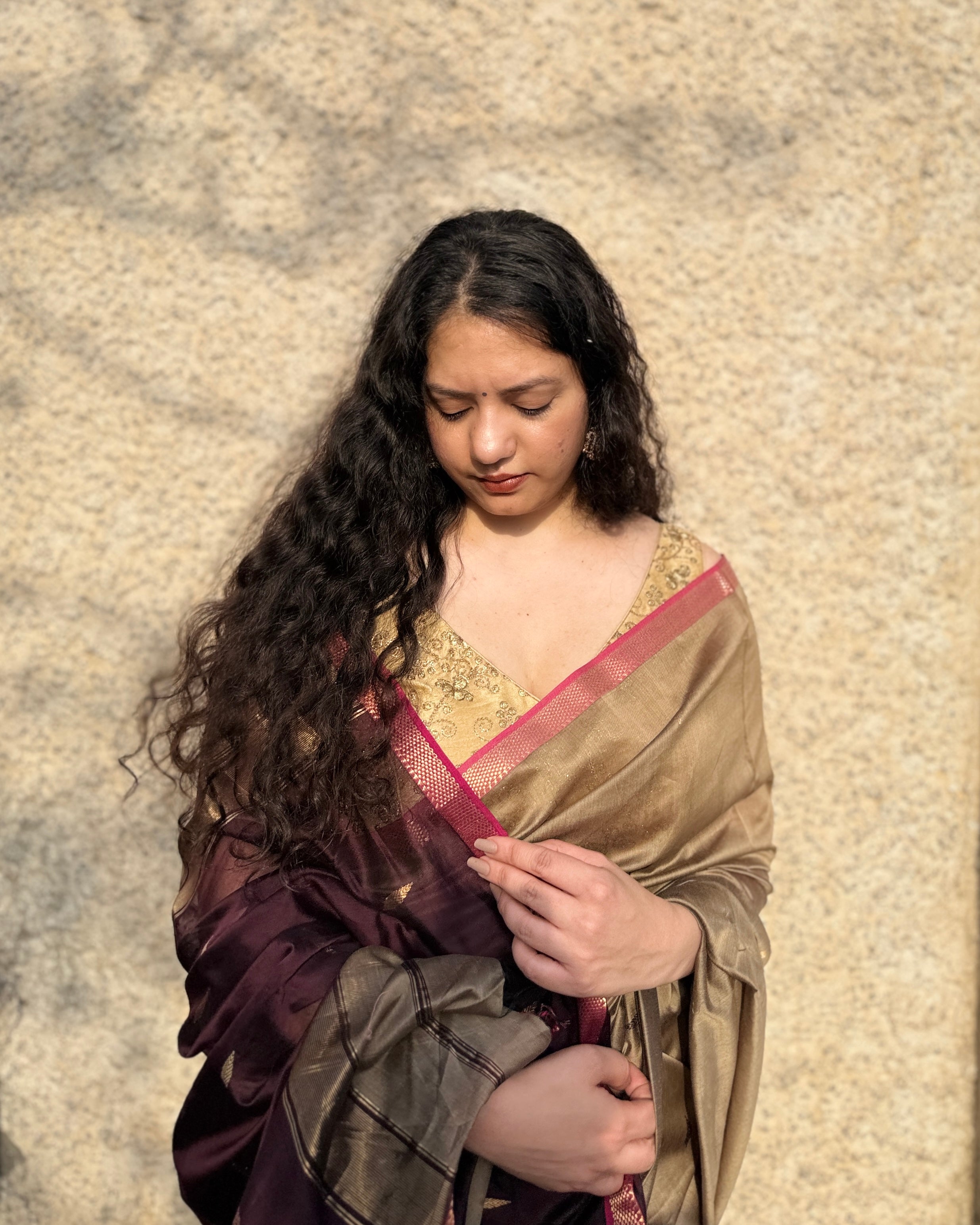 Bedmi | Brown Maheshwari Saree