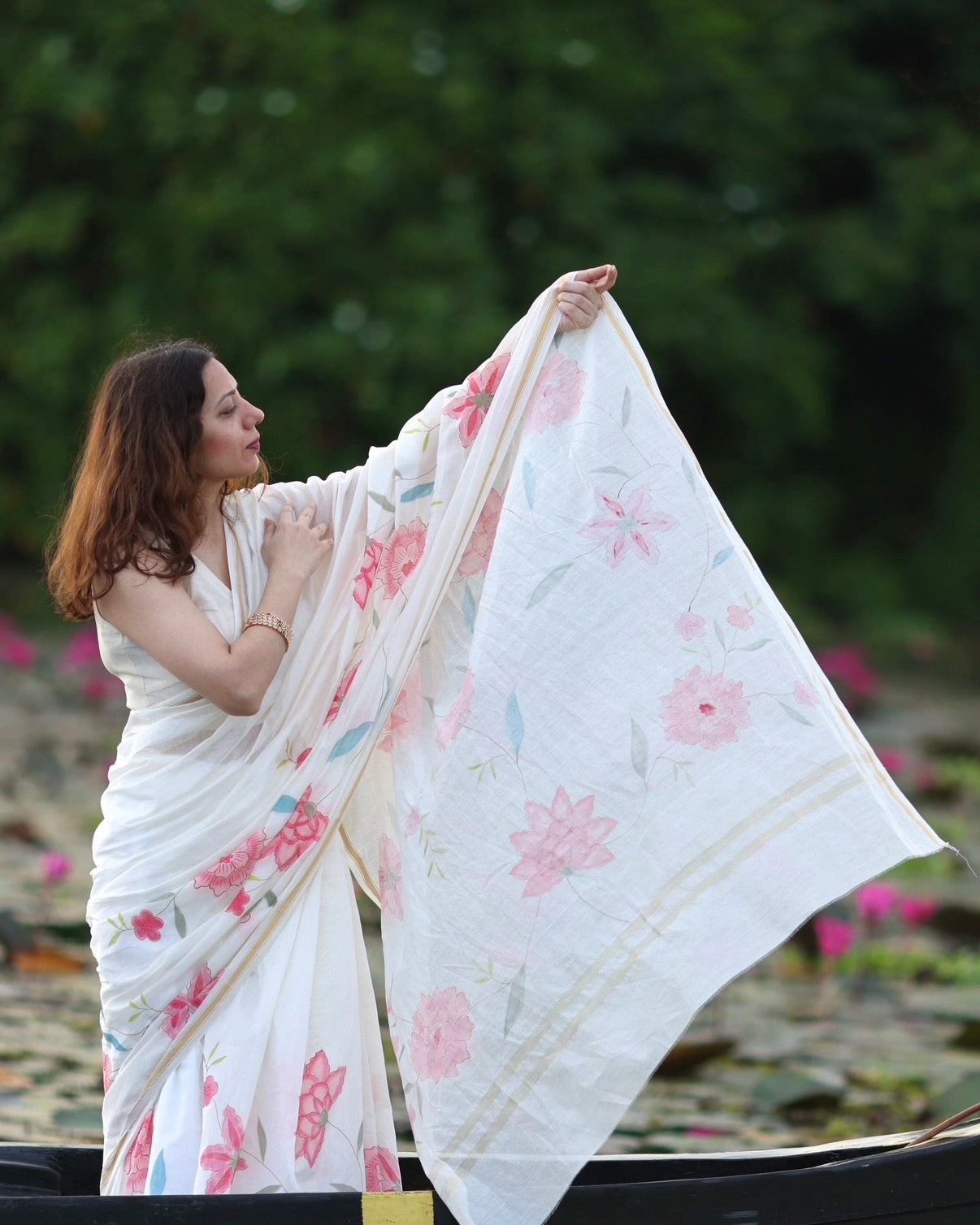 Dahlia | Maheshwari Handpainted Saree