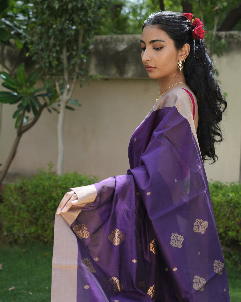 Neelima | Purple Chanderi Silk Saree
