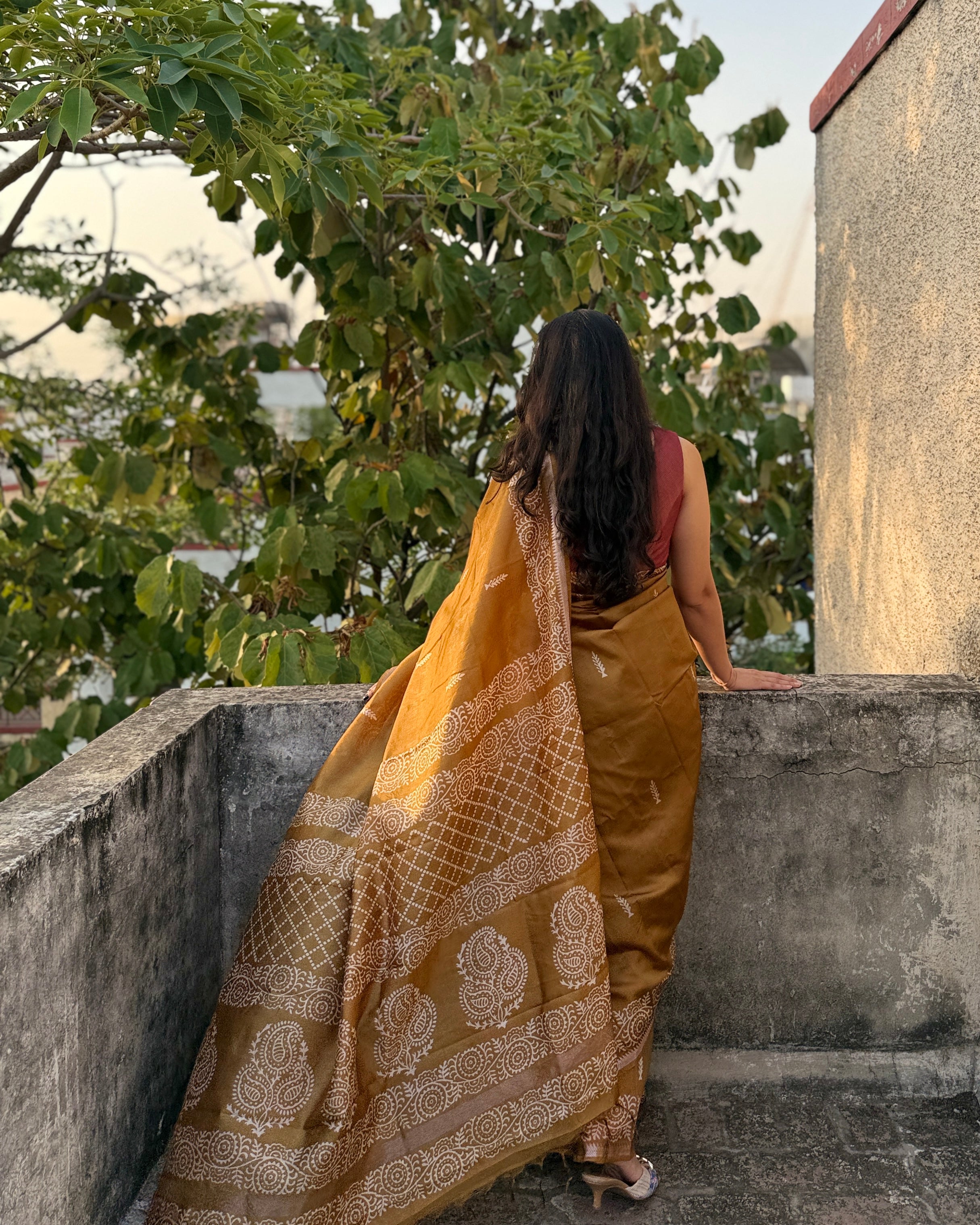 Ruhi | Mustard Banana Silk Saree