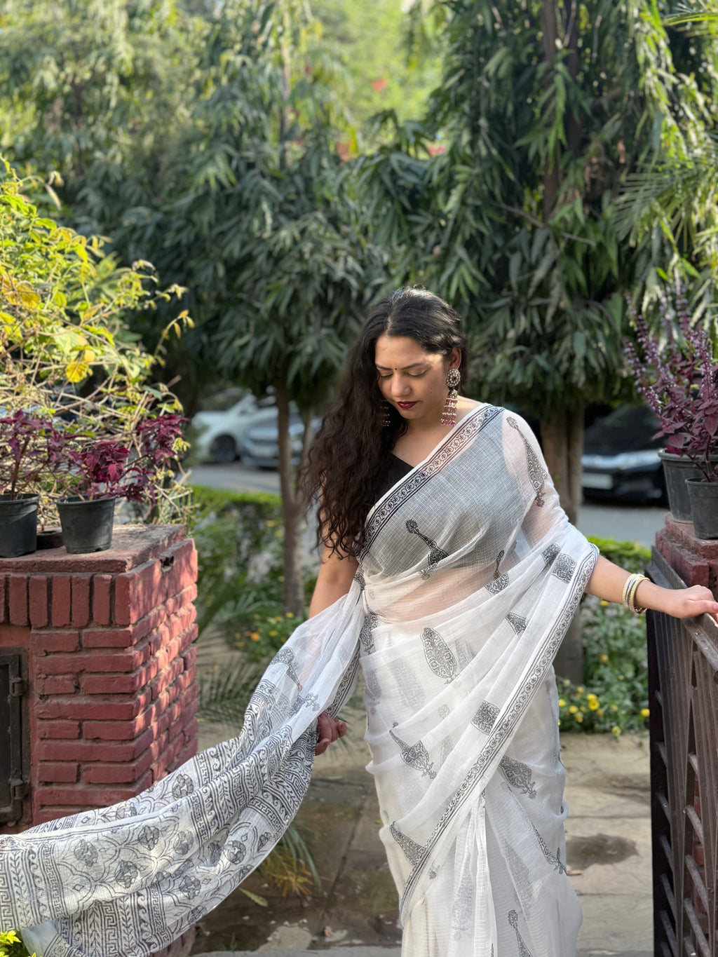 Syaahi | Printed Kota Doria Saree