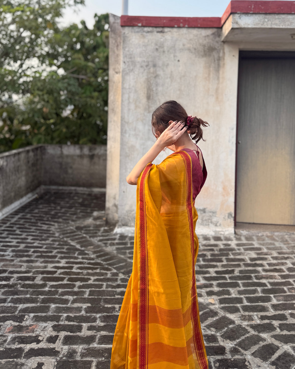 Chameli | Marigold Yellow Maheshwari Saree