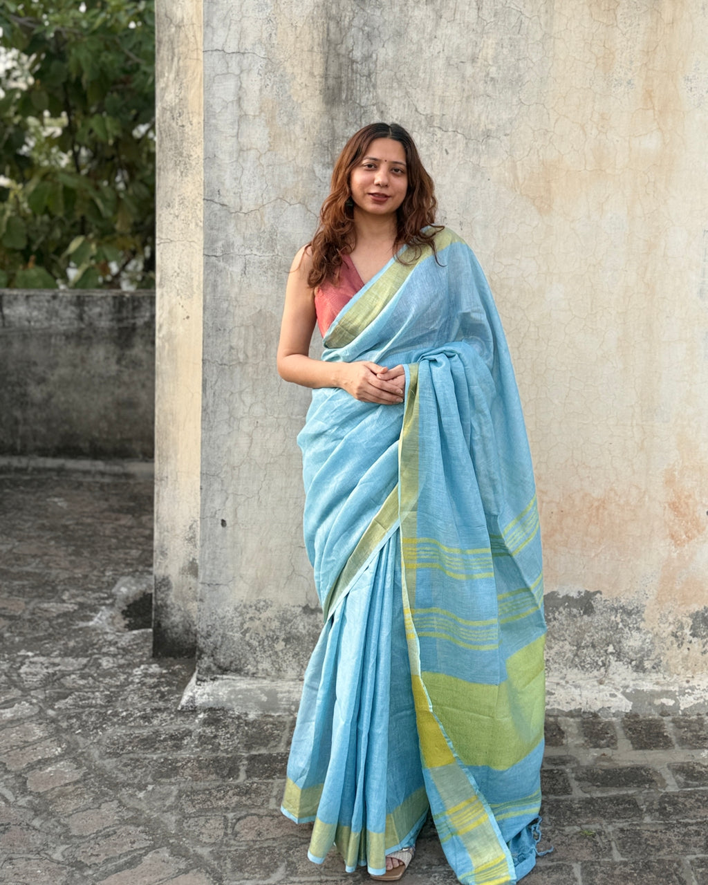 Sorbet | Blue Linen Saree