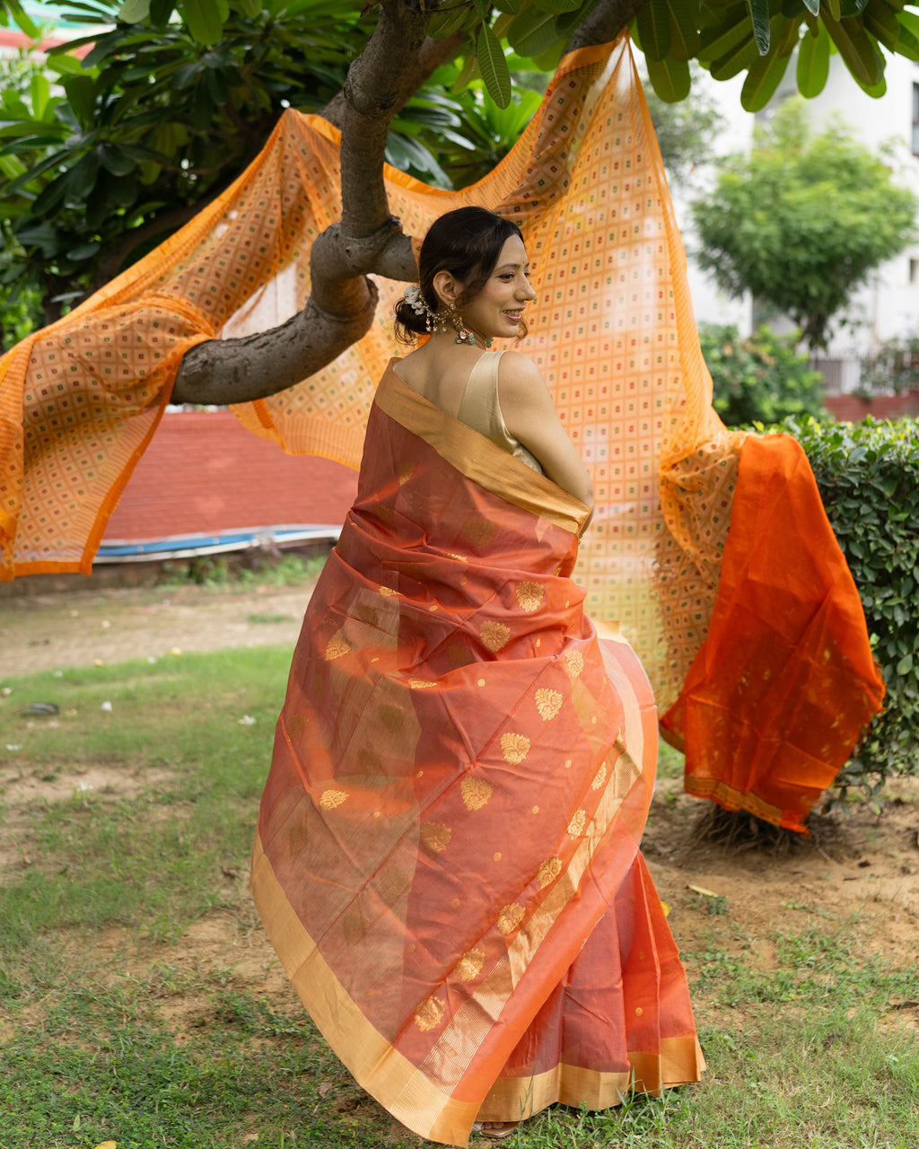 Narangi | Orange Chanderi Saree