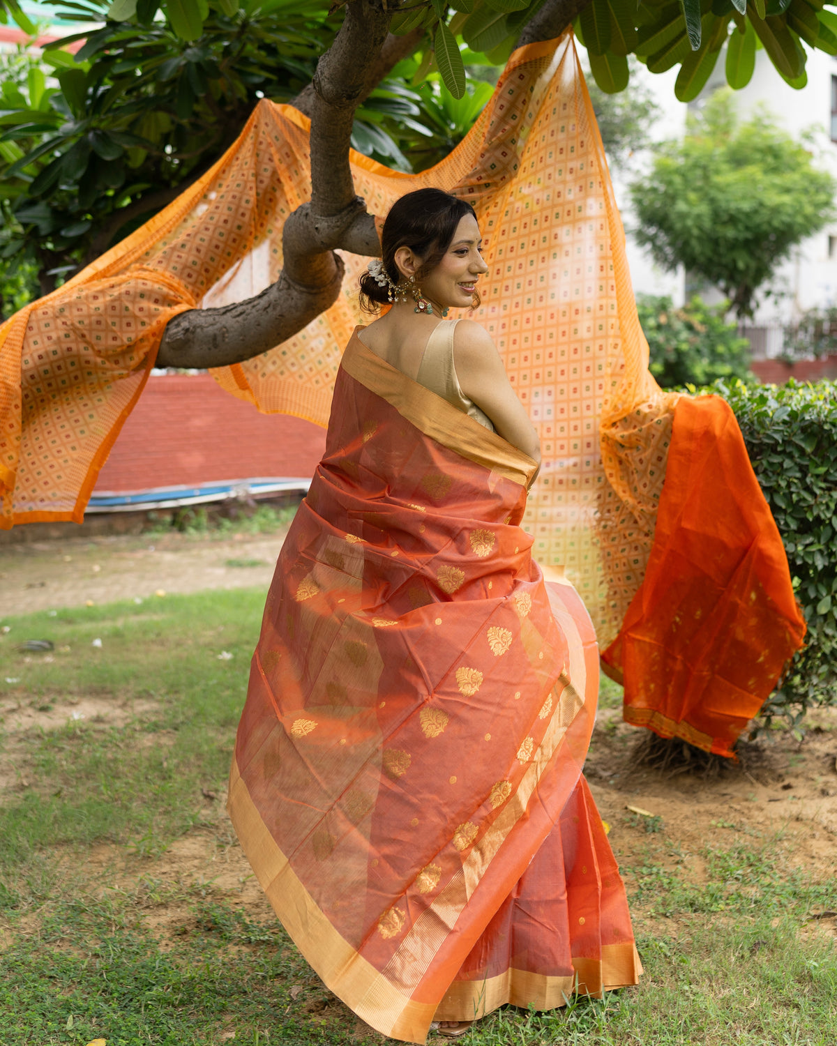 Narangi | Orange Chanderi Saree