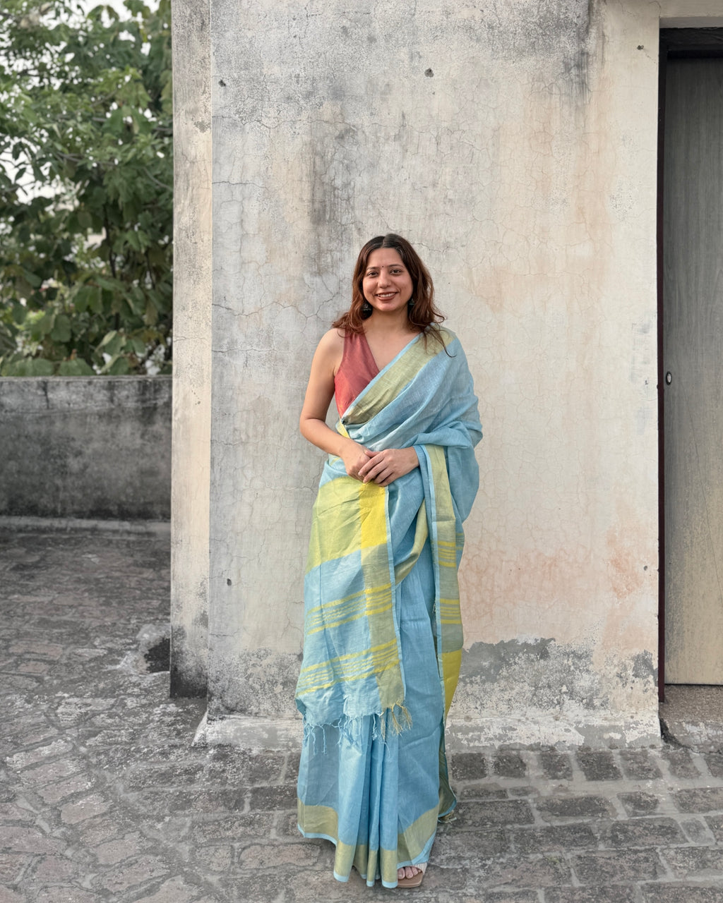Sorbet | Blue Linen Saree