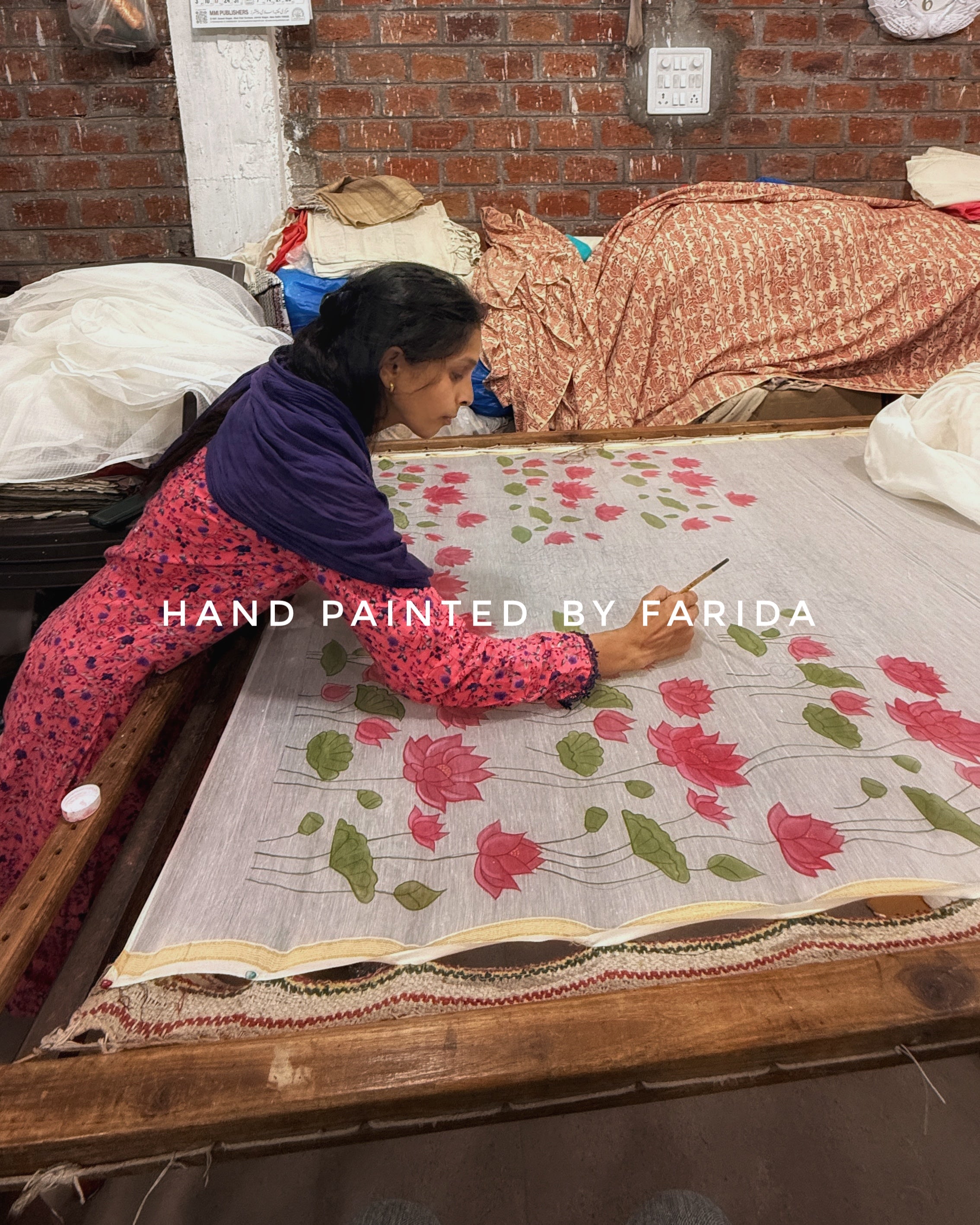 Dahlia | Maheshwari Handpainted Saree