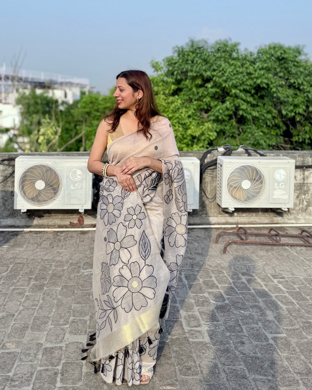 Chitra | Ivory Jamdani Saree