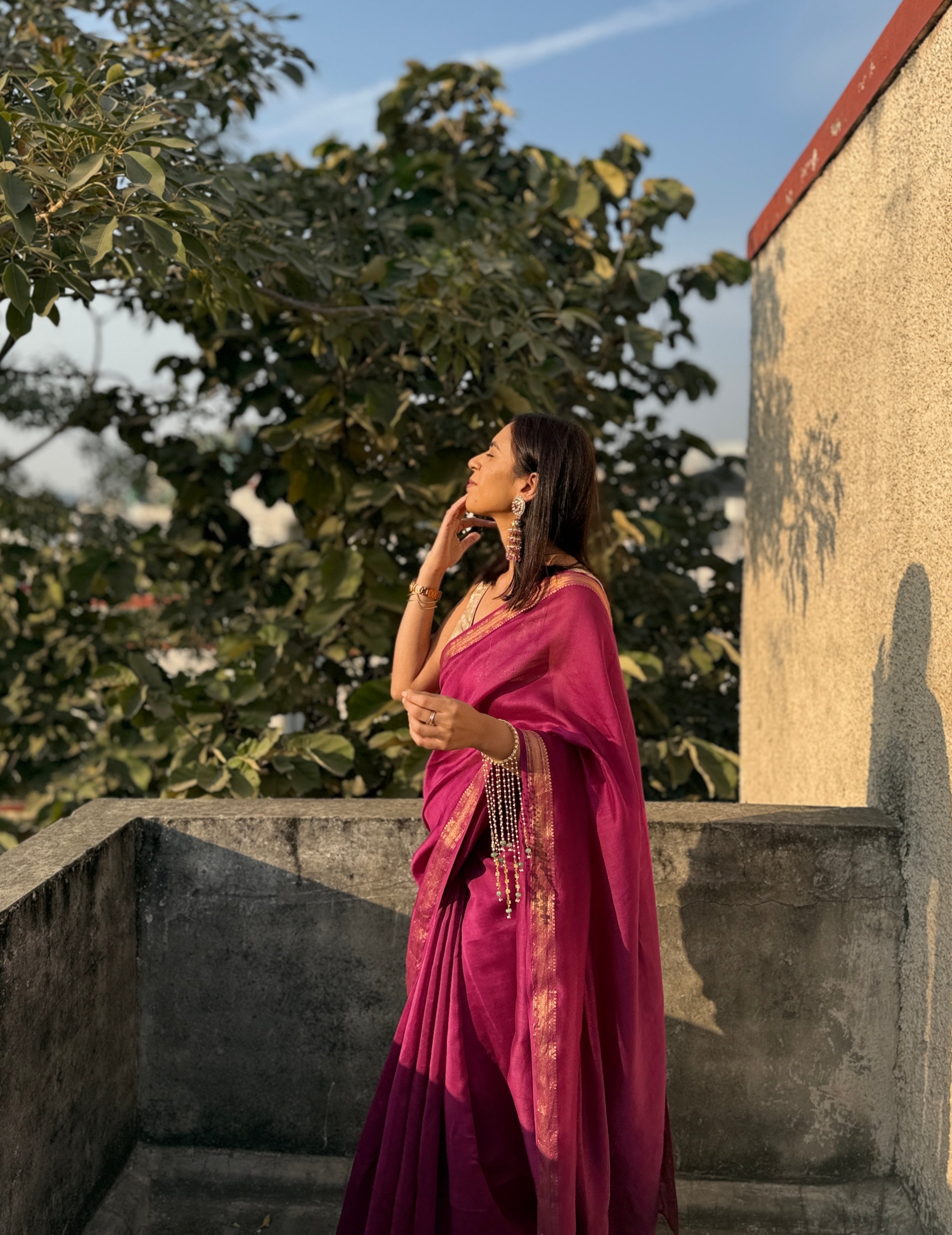 Nazaara | Purple Cotton Silk Saree