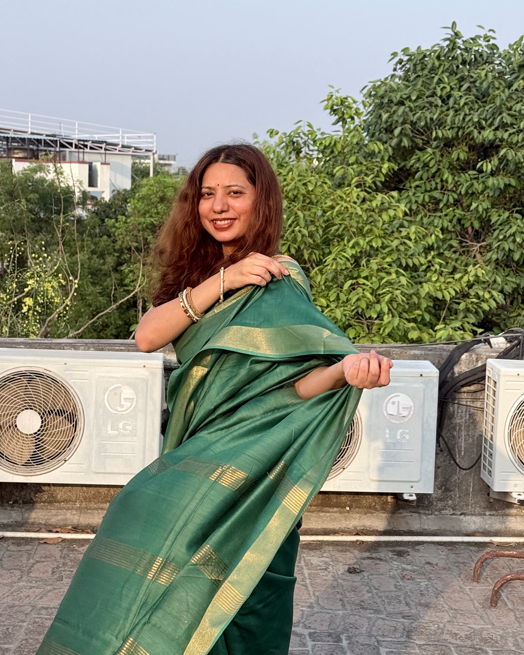 Berry | Green Silk Cotton Saree