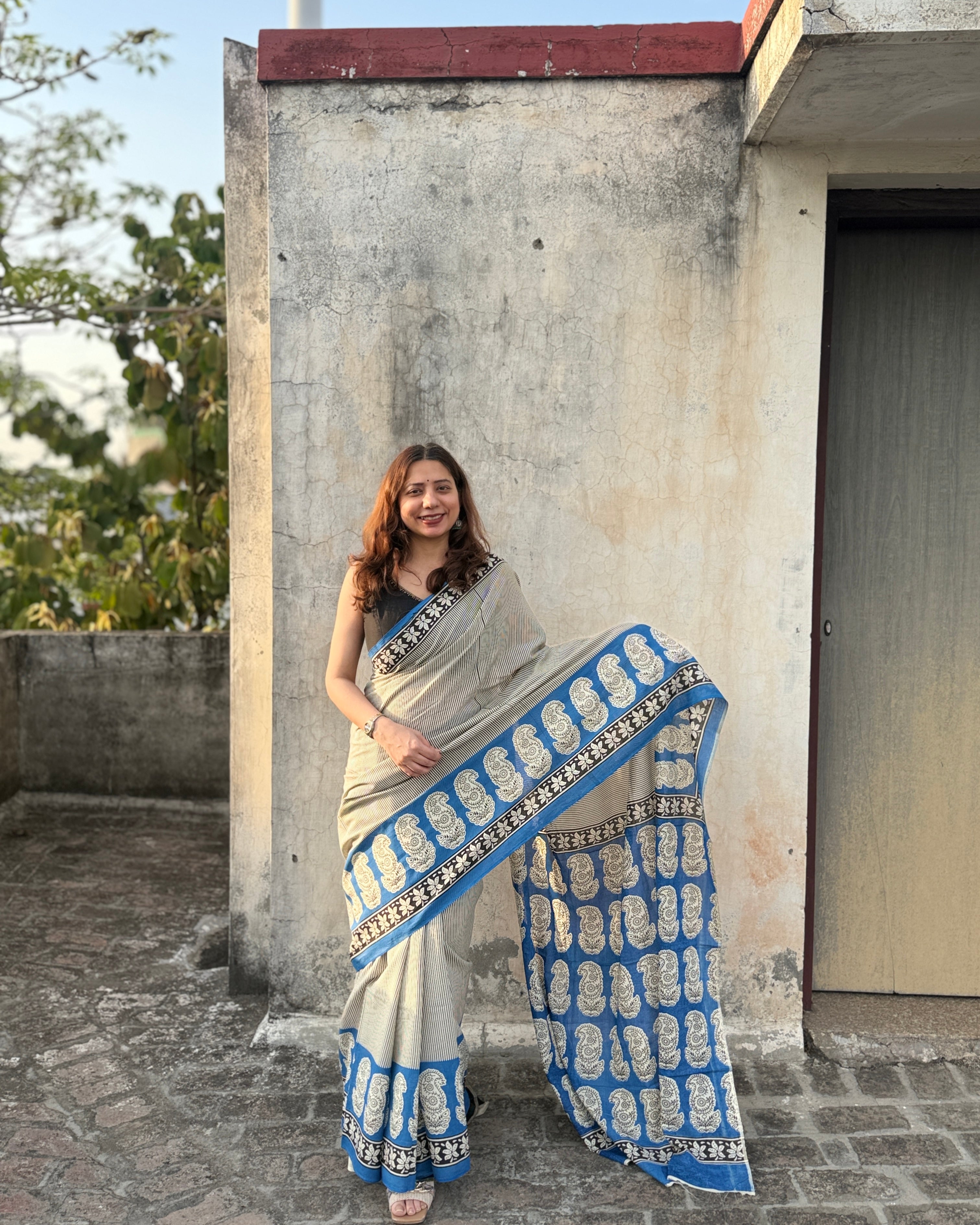 Nilambari | Hand-blocked Cotton Saree