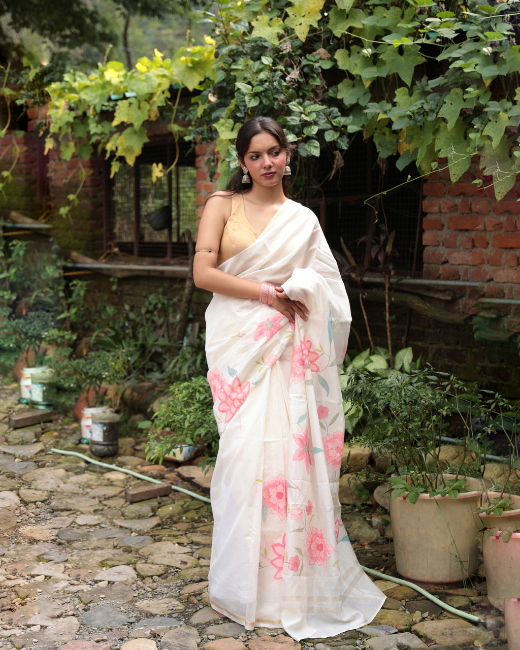 Dahlia | Maheshwari Handpainted Saree