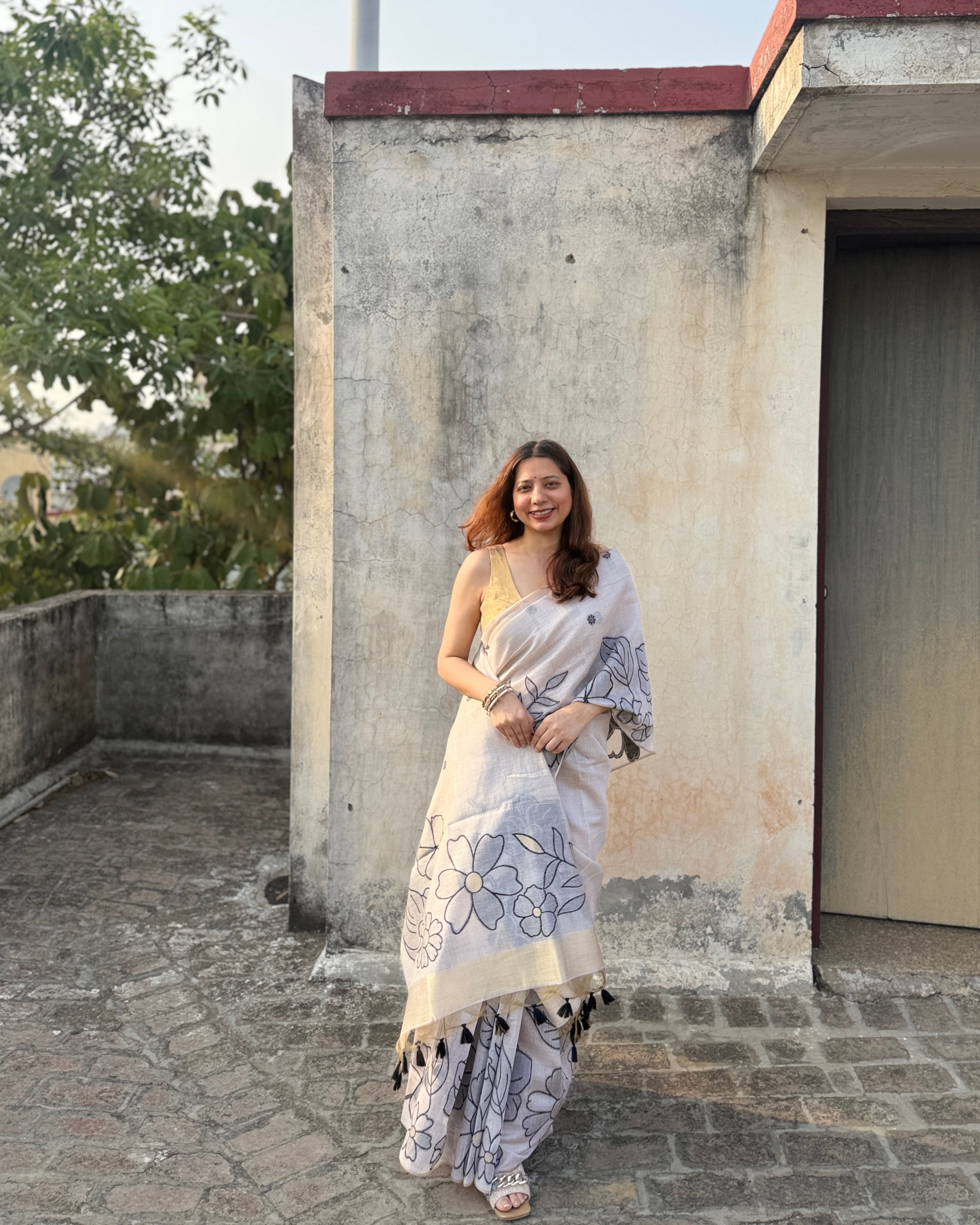Chitra | Ivory Jamdani Saree