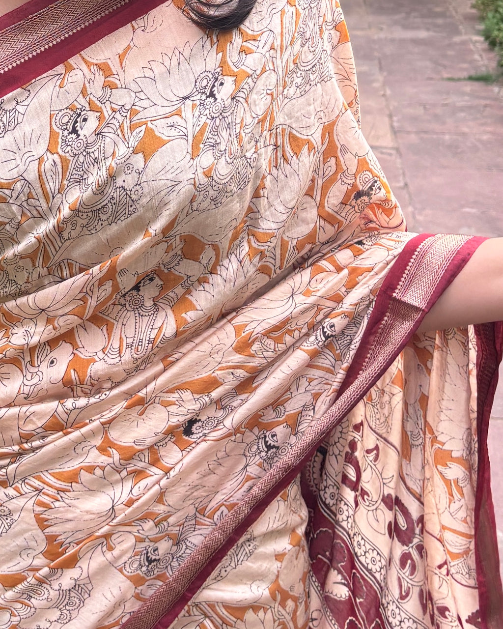 Seher | Ivory and Maroon Modal Saree