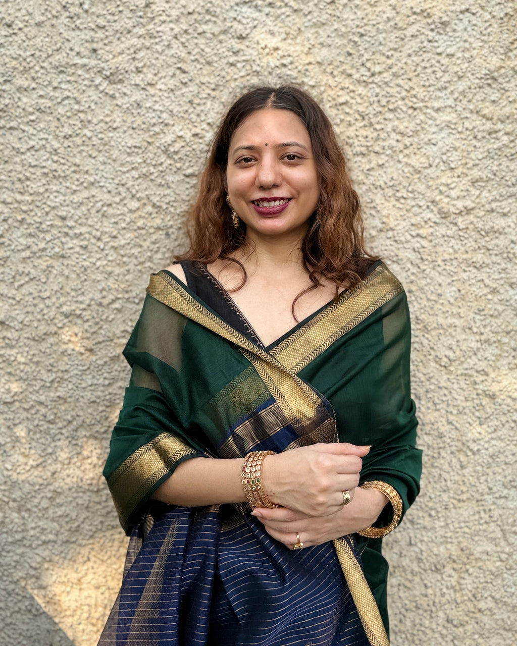 Tina | Green Blue Maheshwari Saree