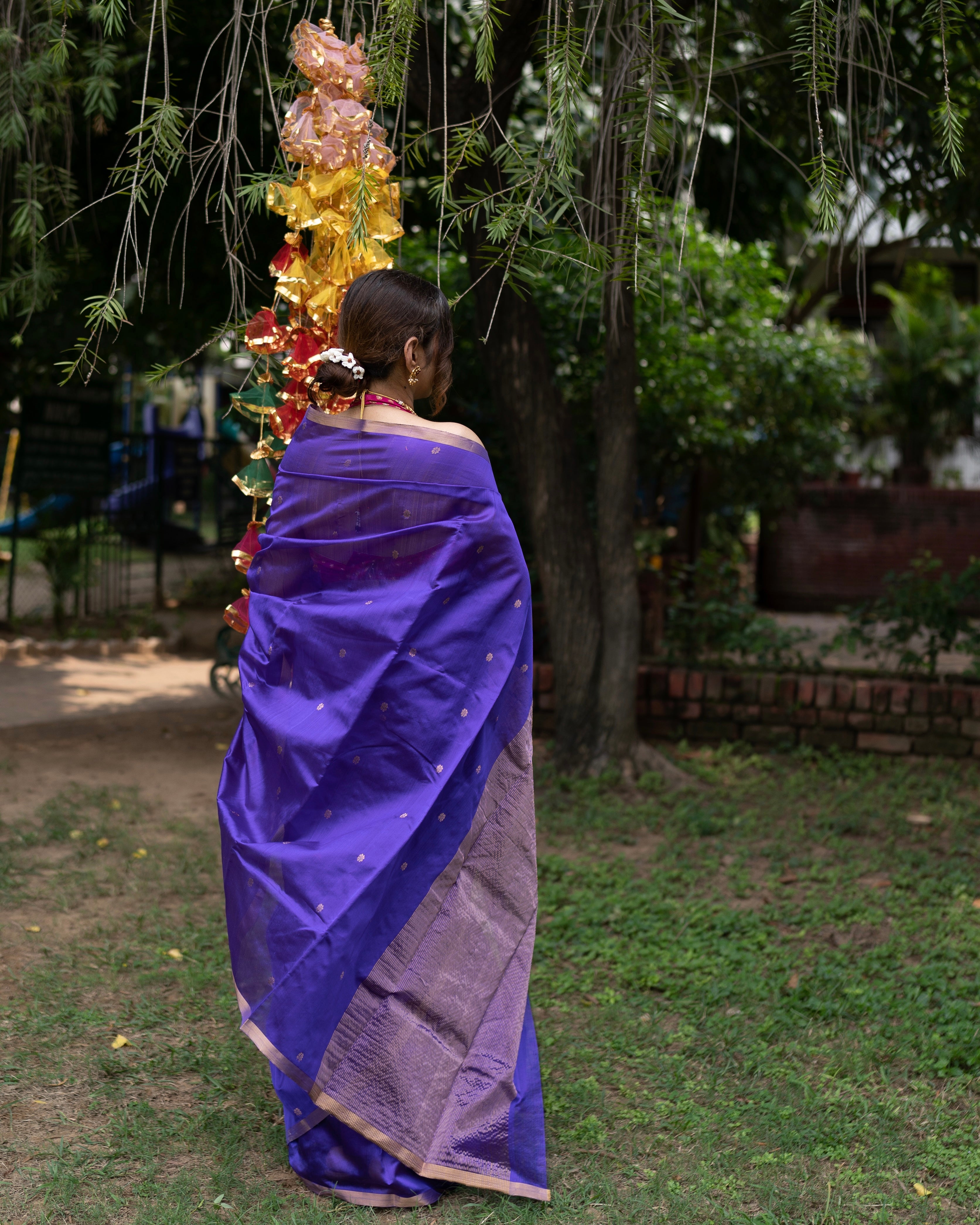 Laila | Purple Chanderi Pattu Silk Saree