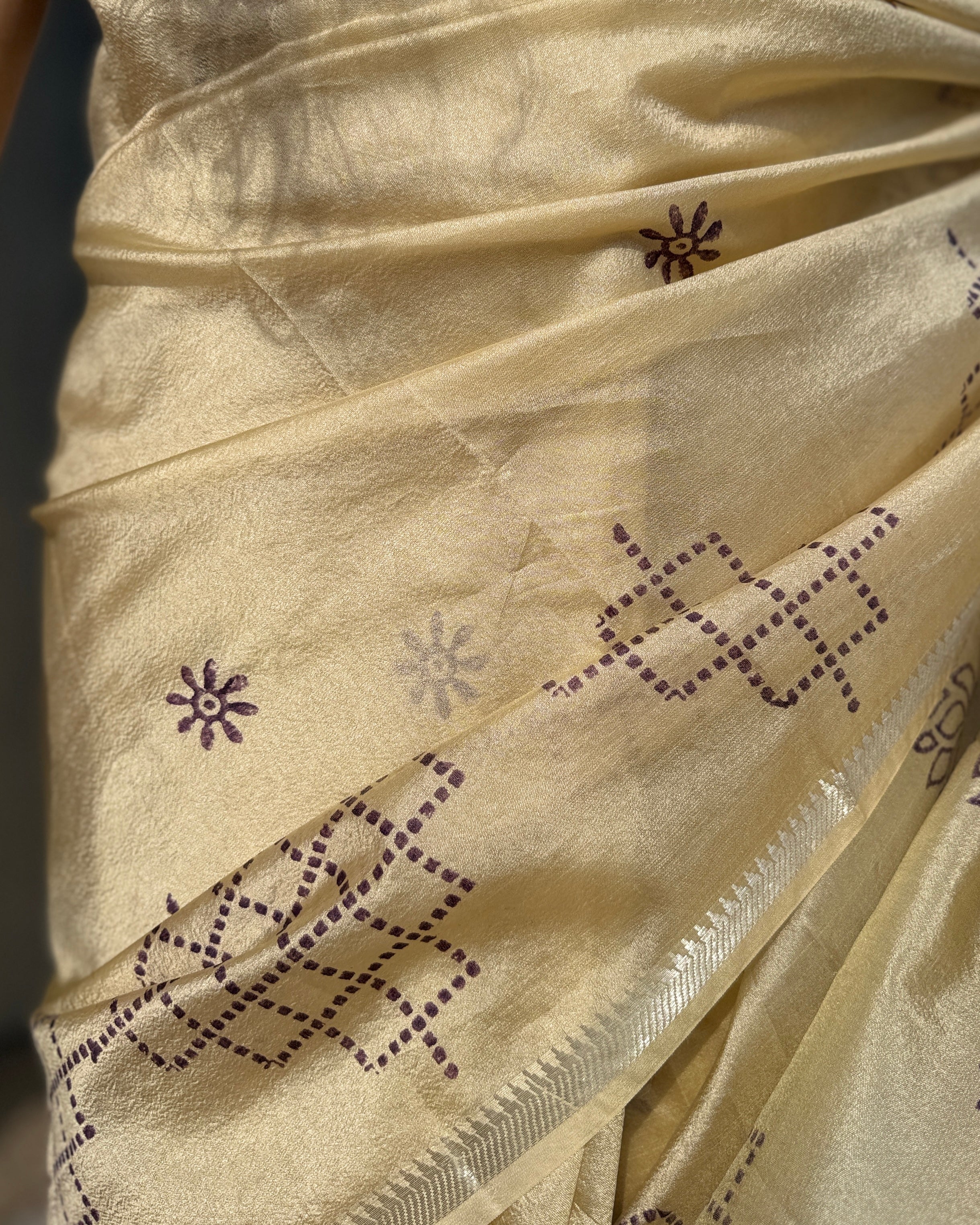 Nina | Cream Banana Silk Saree
