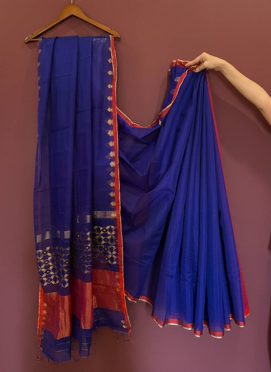 Neelima | Dark Blue Chanderi Silk Saree