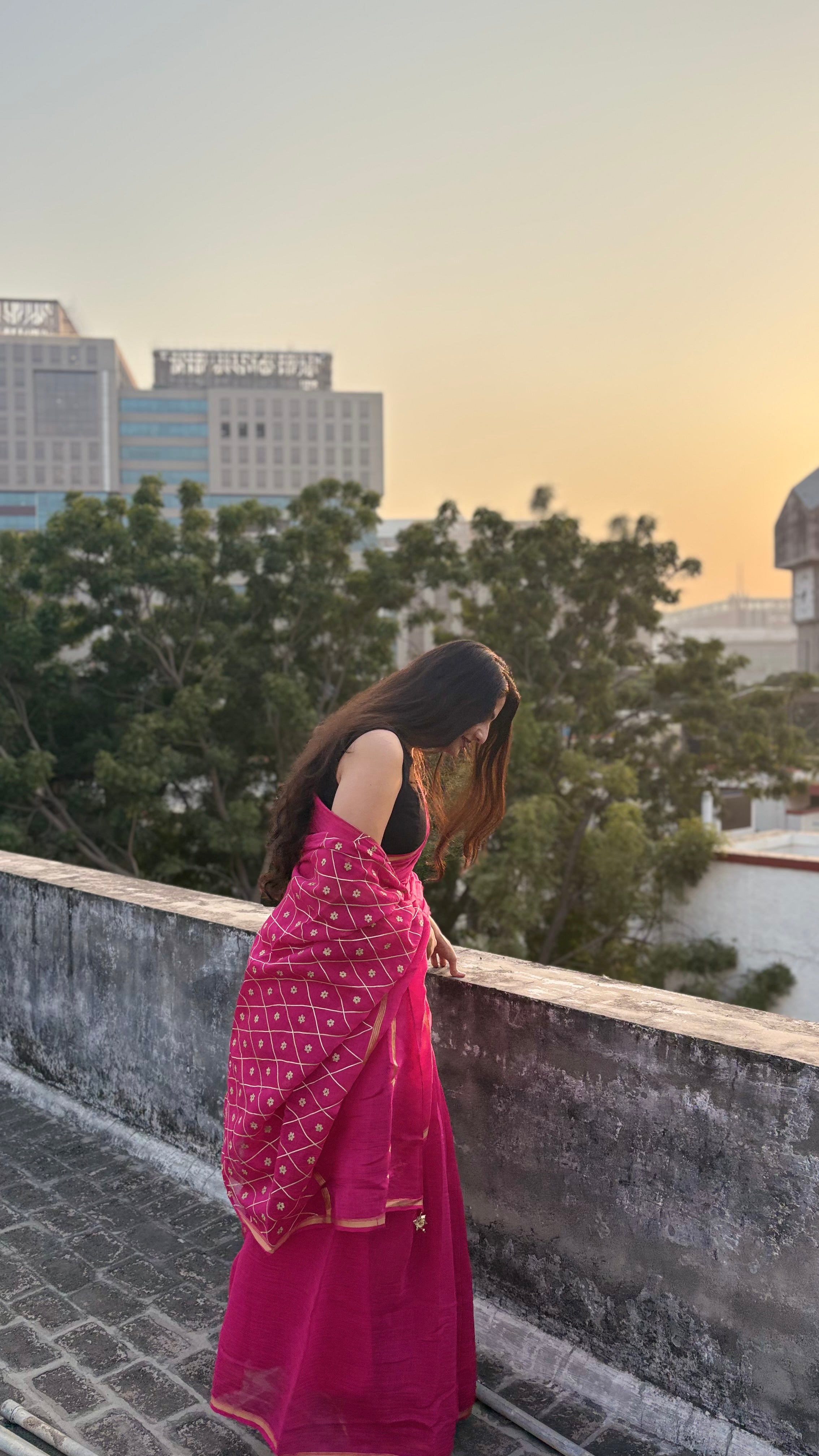 Noor | Rose Pink Embroidered Cotton Silk Saree