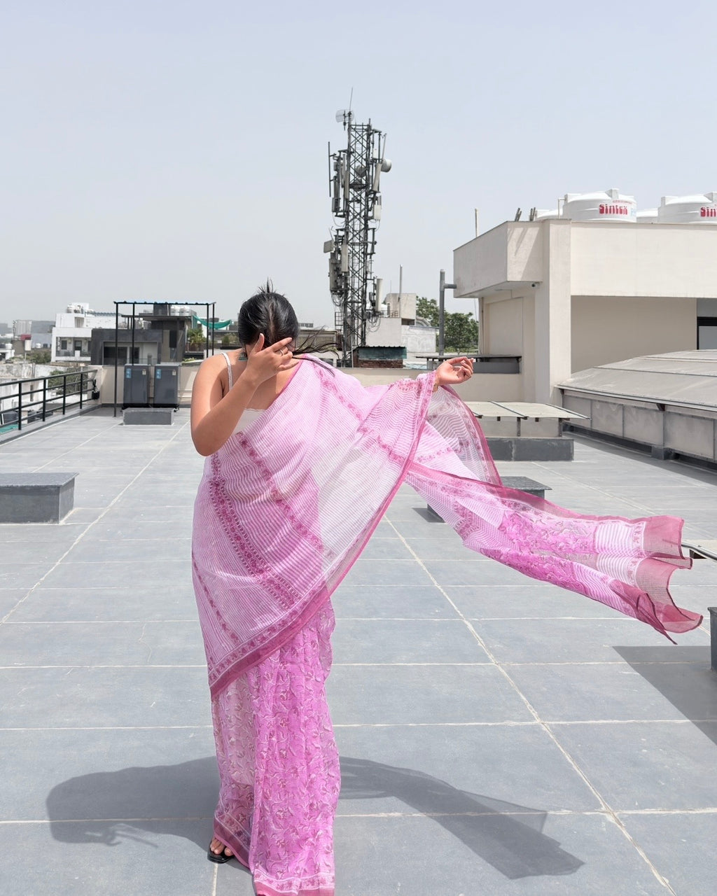 Mulberry | Printed Kota Doria Saree