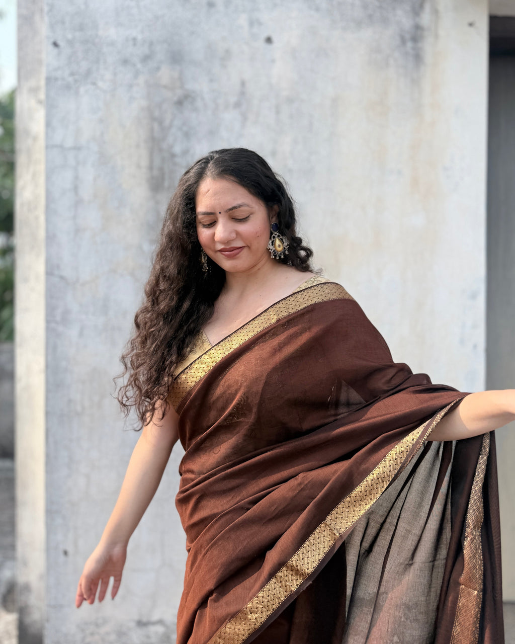 Kashish | Cocoa Maheshwari Cotton Saree