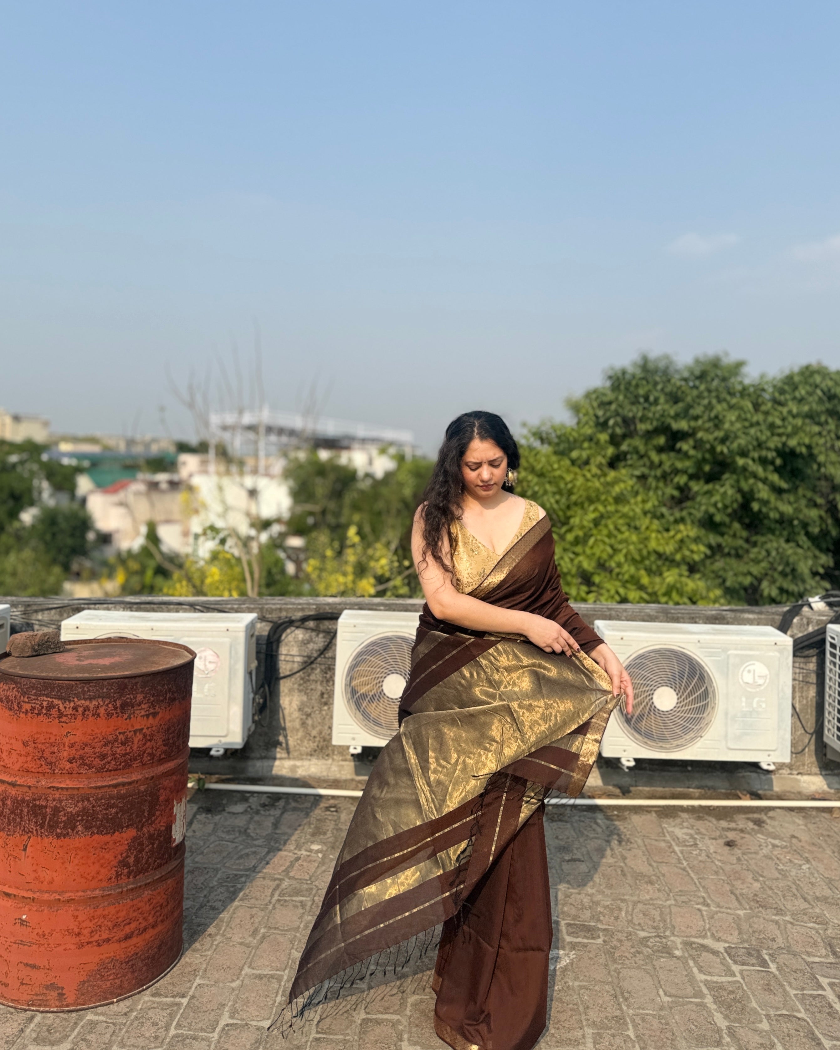 Kashish | Cocoa Maheshwari Cotton Saree
