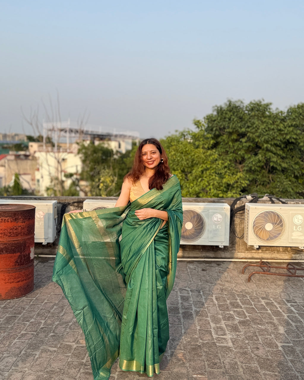 Berry | Green Silk Cotton Saree