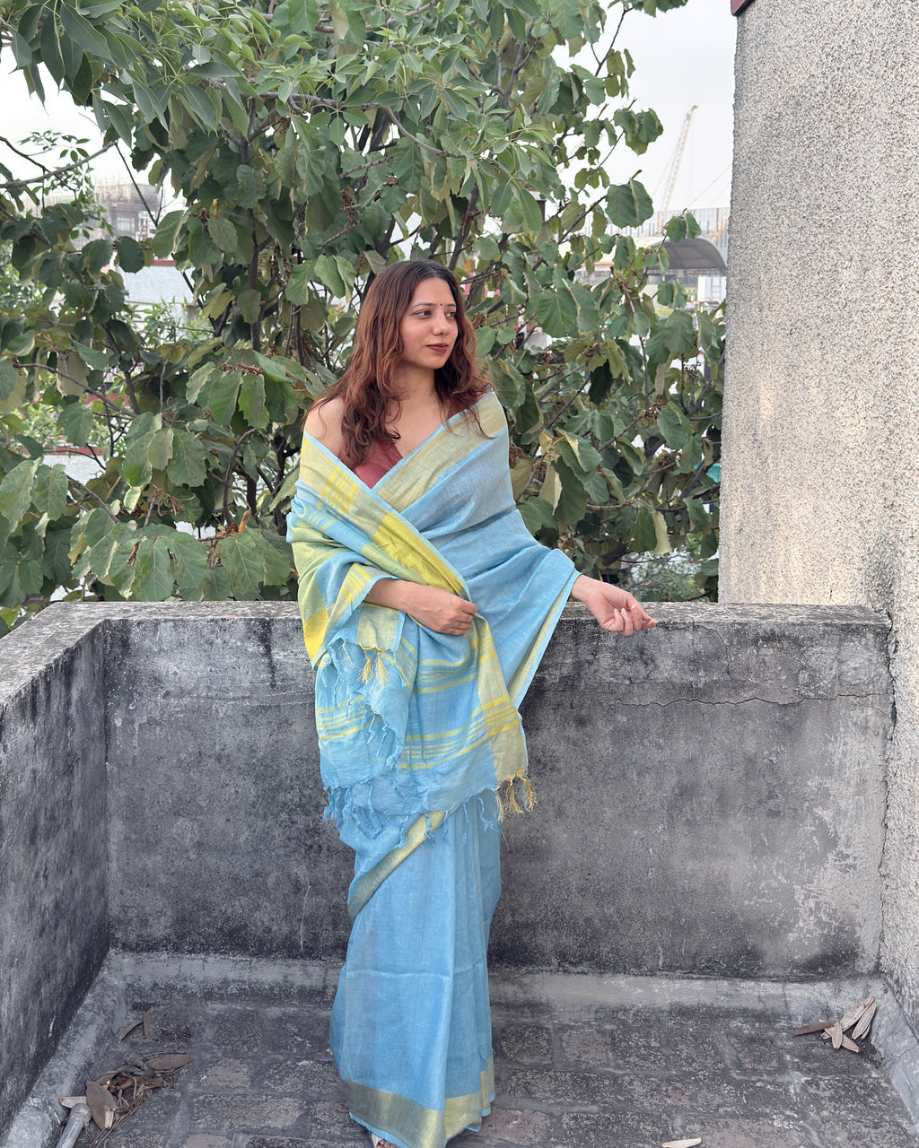Sorbet | Blue Linen Saree