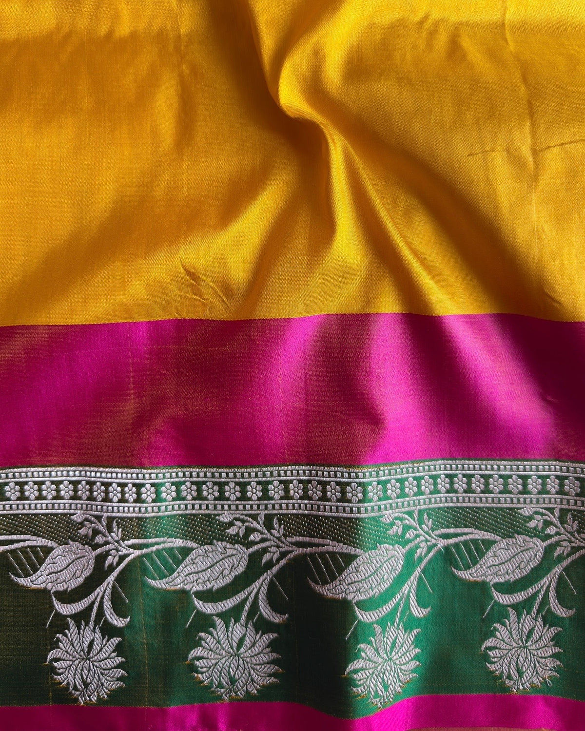 Sajni | Yellow Handloom Banarasi Katan Silk Saree