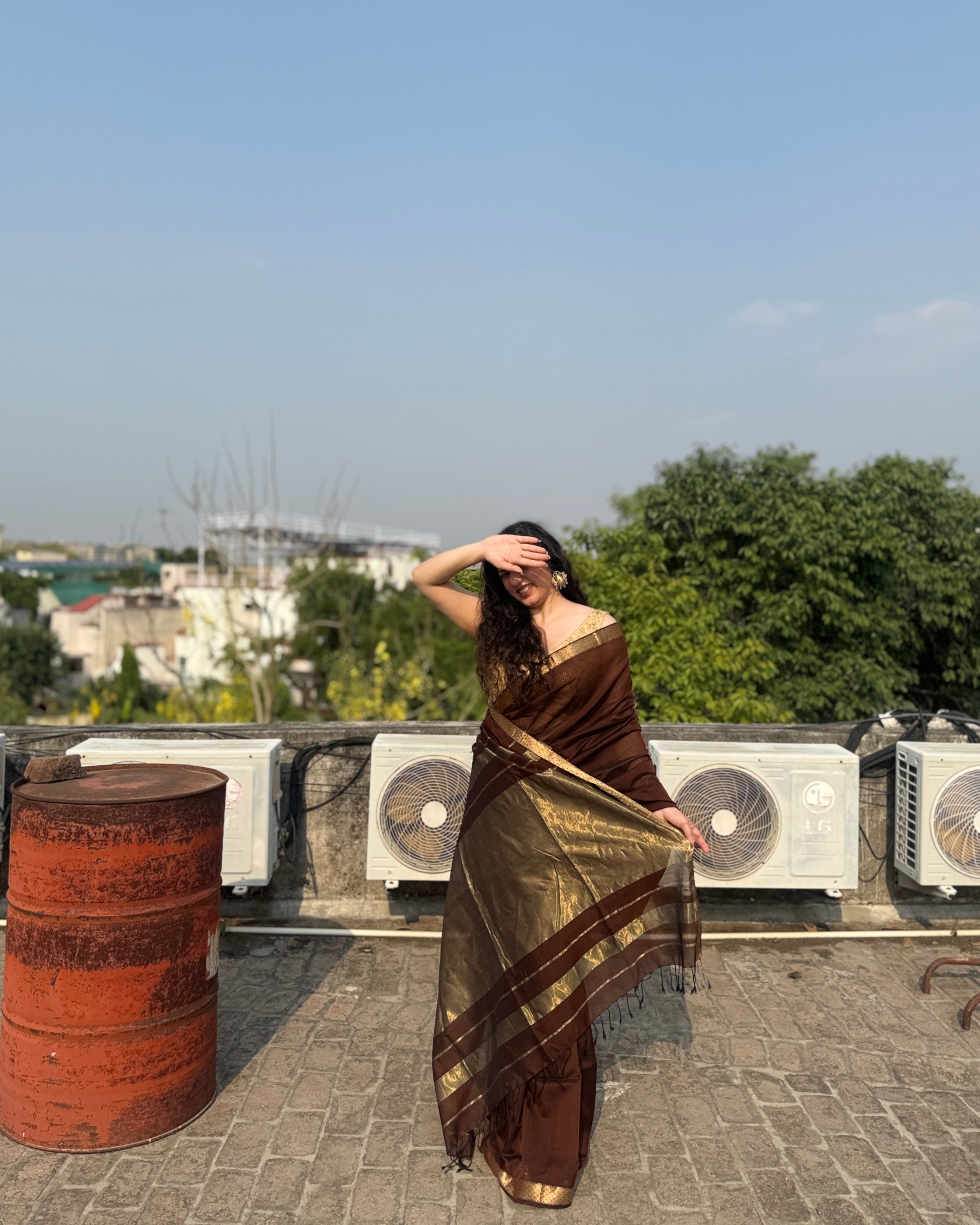 Kashish | Cocoa Maheshwari Cotton Saree
