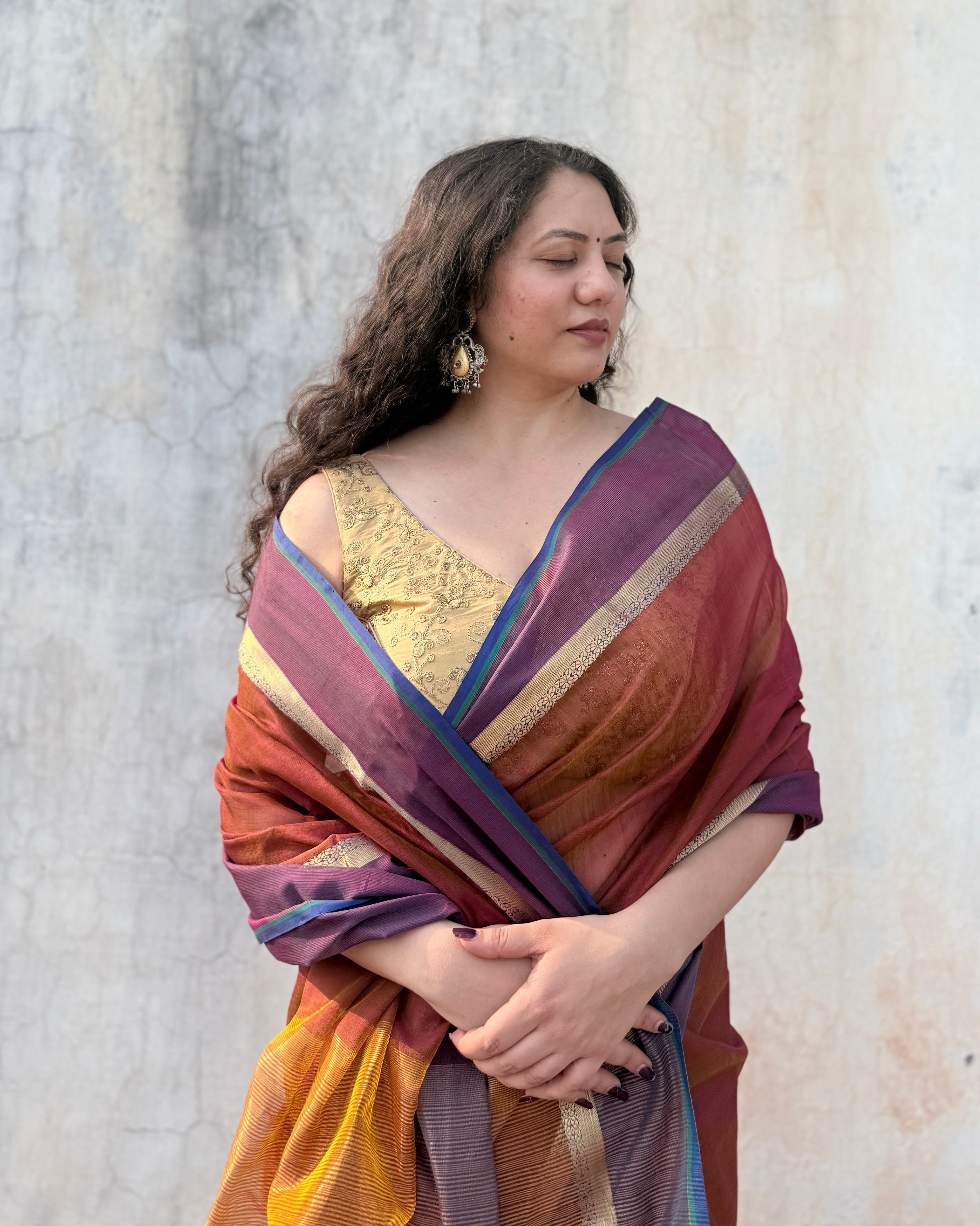 Marigold | Orange Maheshwari Saree