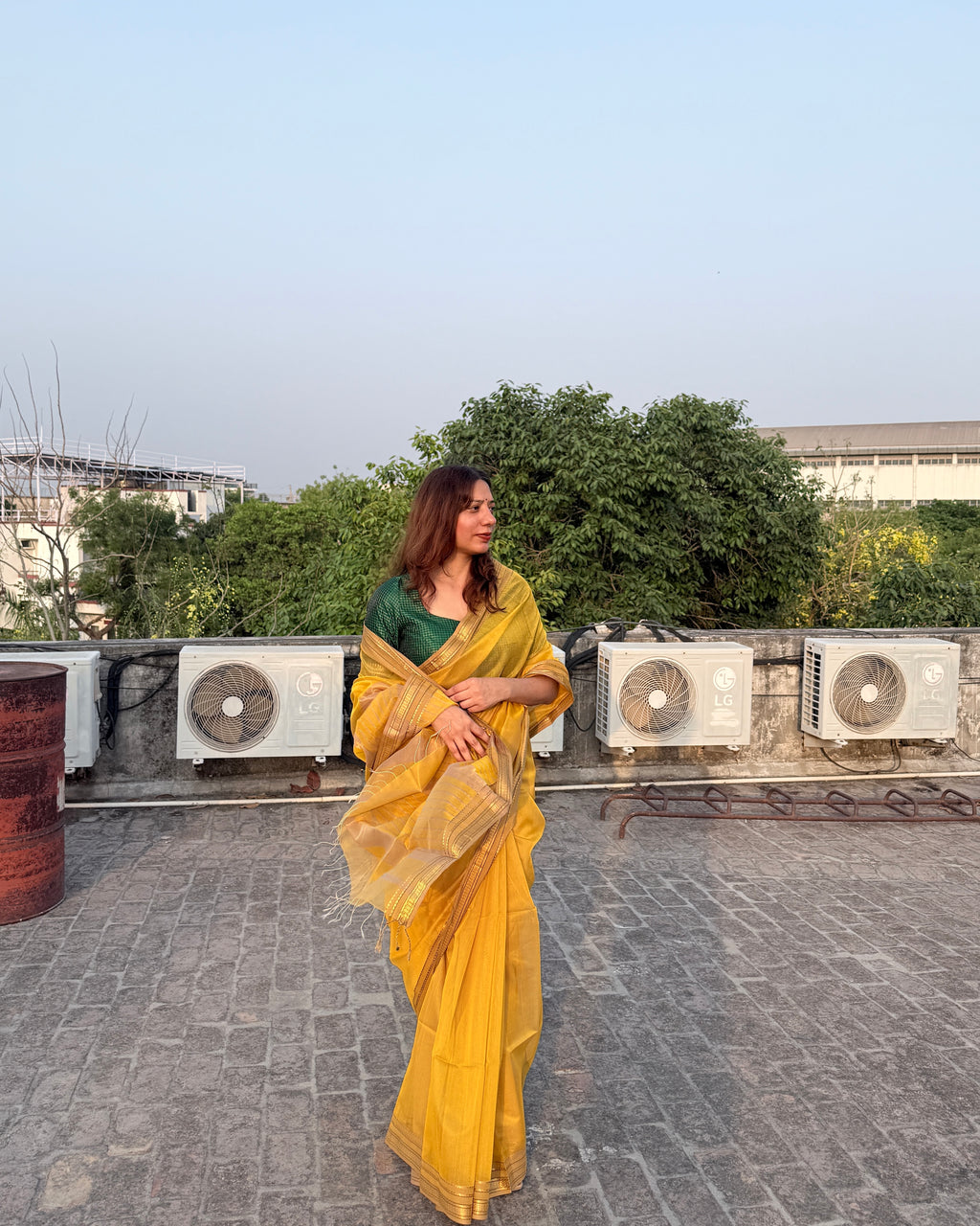 Nimbu | Yellow Maheshwari Saree