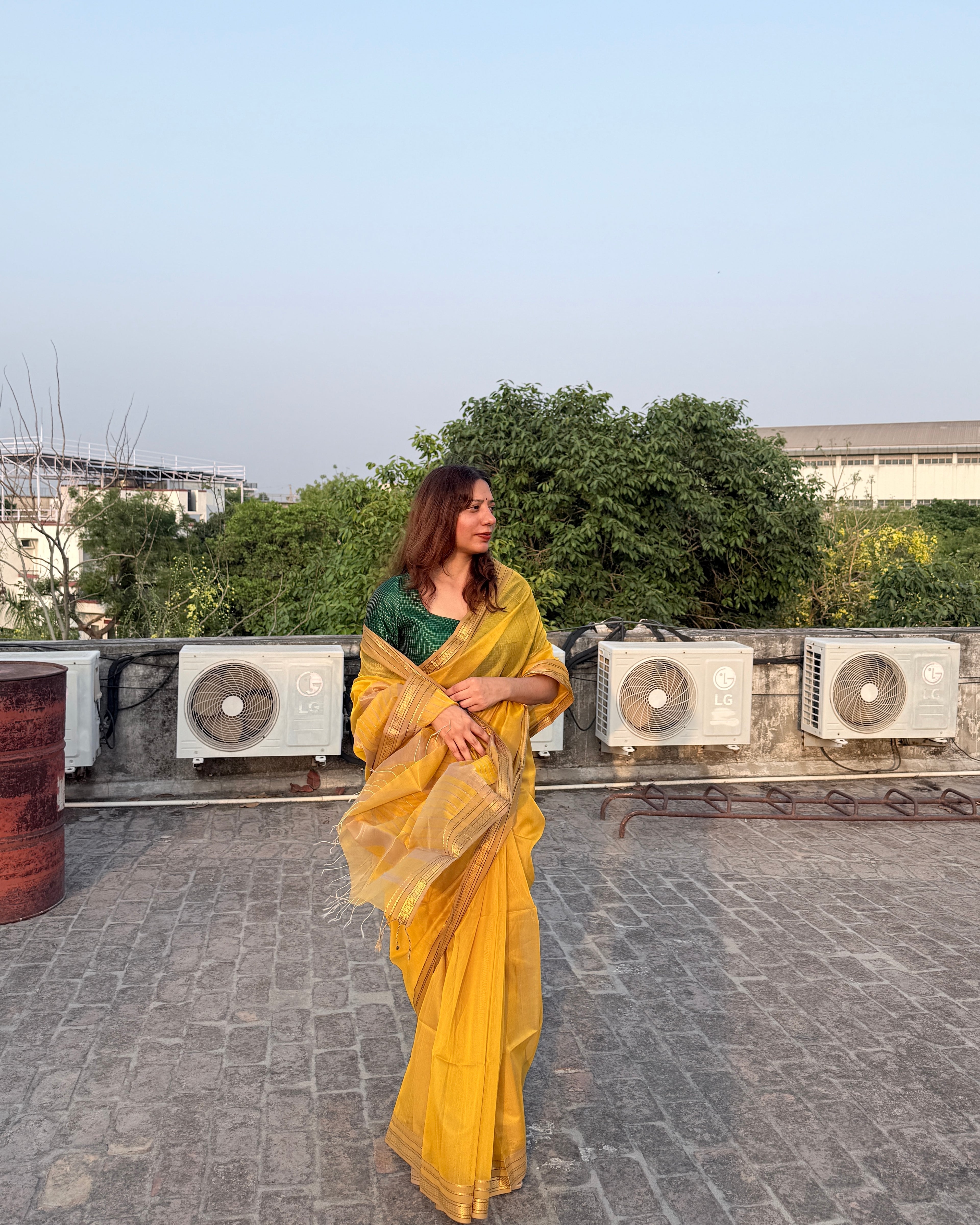Nimbu | Yellow Maheshwari Saree