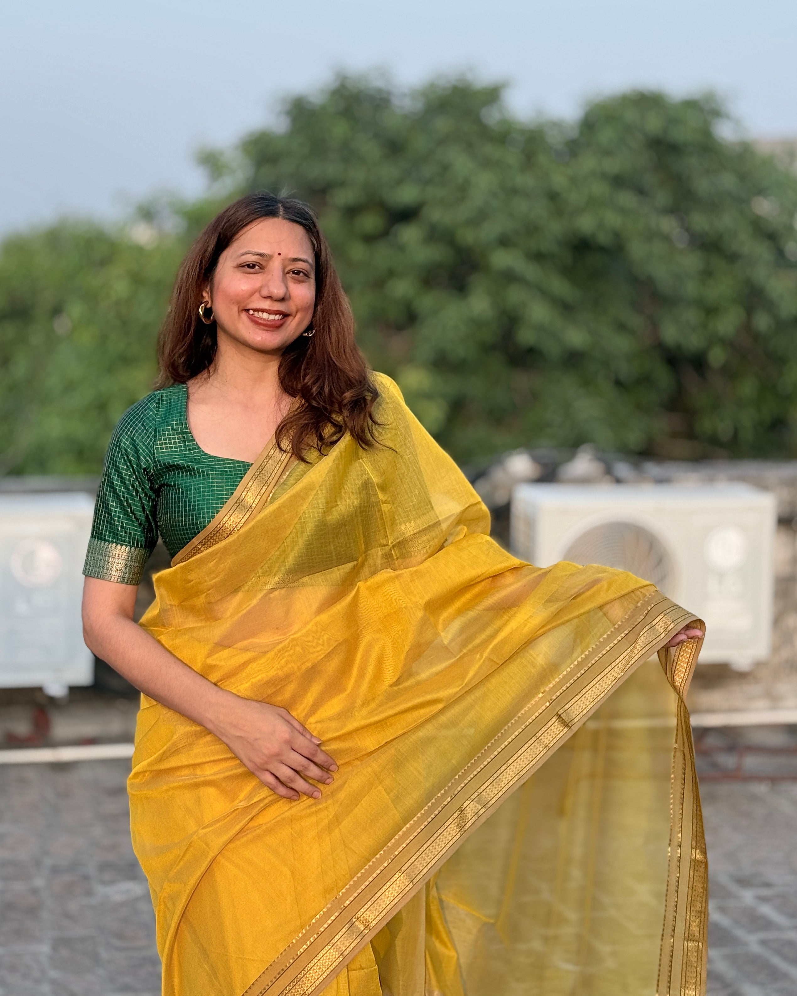 Nimbu | Yellow Maheshwari Saree