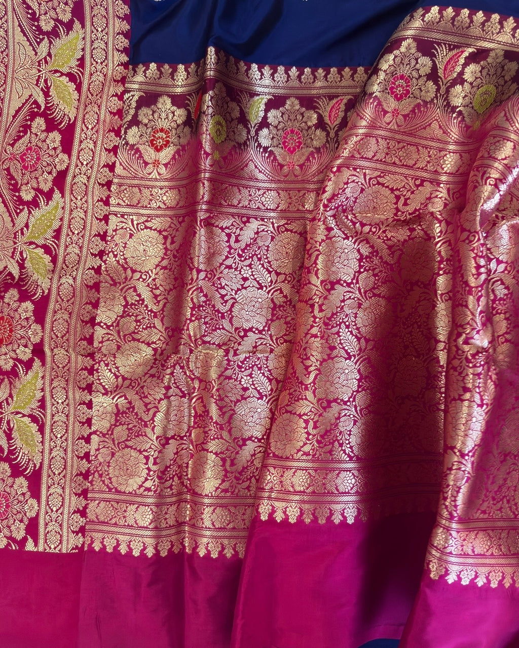 Yamini | Blue Handloom Banarasi Katan Silk Saree