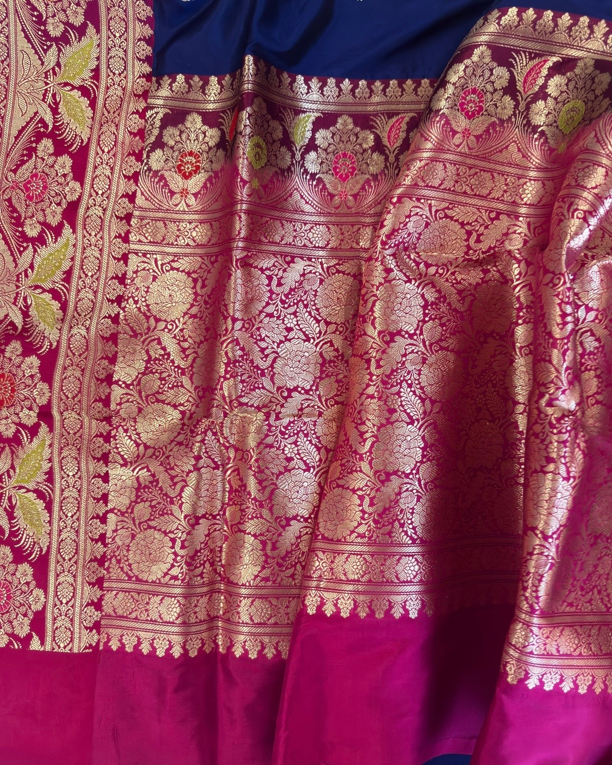 Yamini | Blue Handloom Banarasi Katan Silk Saree