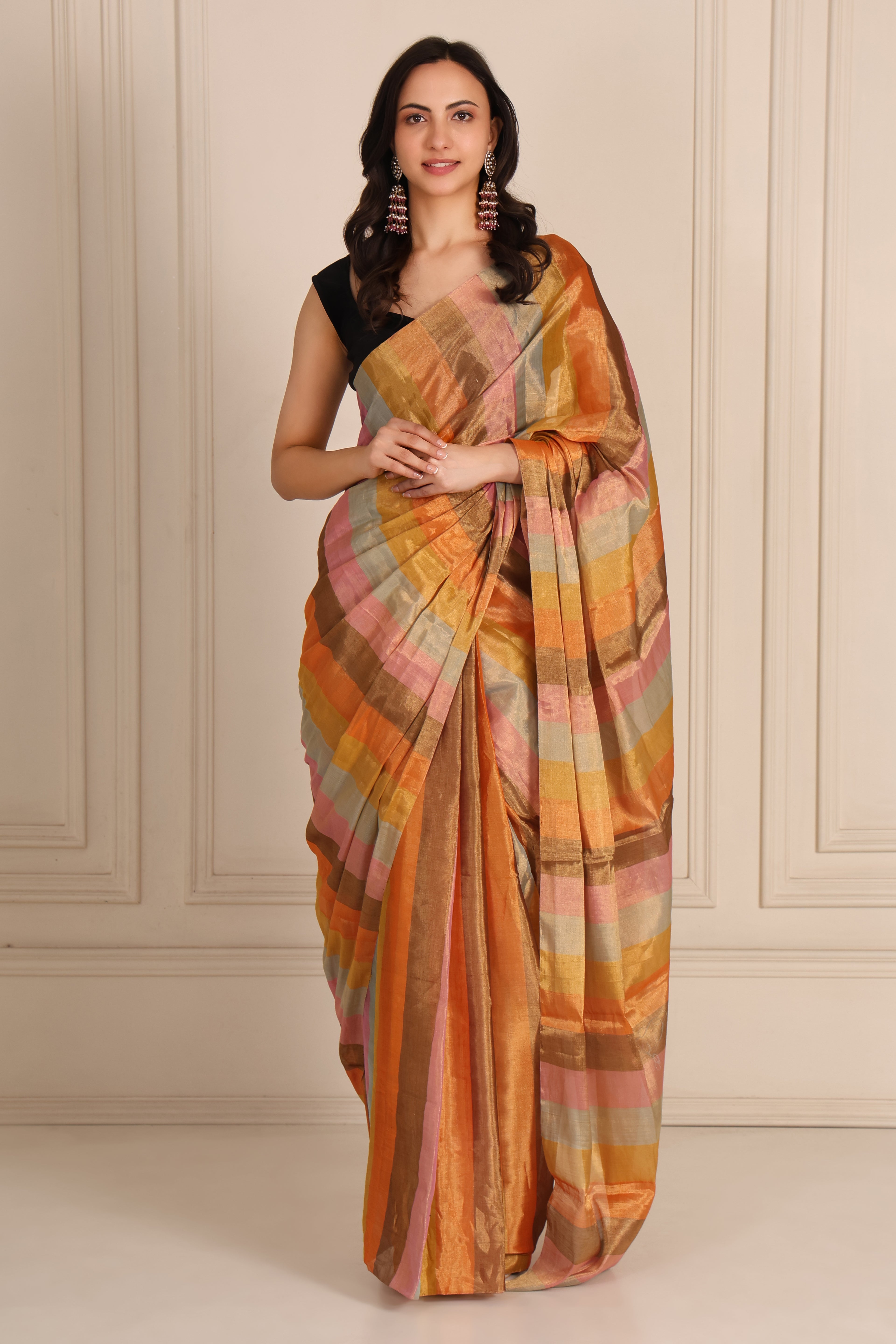 Chanderi silk saree raat rani