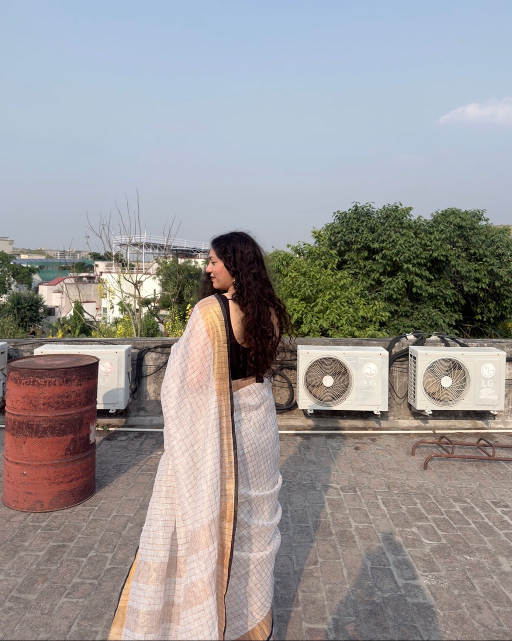 Taara | Linen Zari Checks Saree