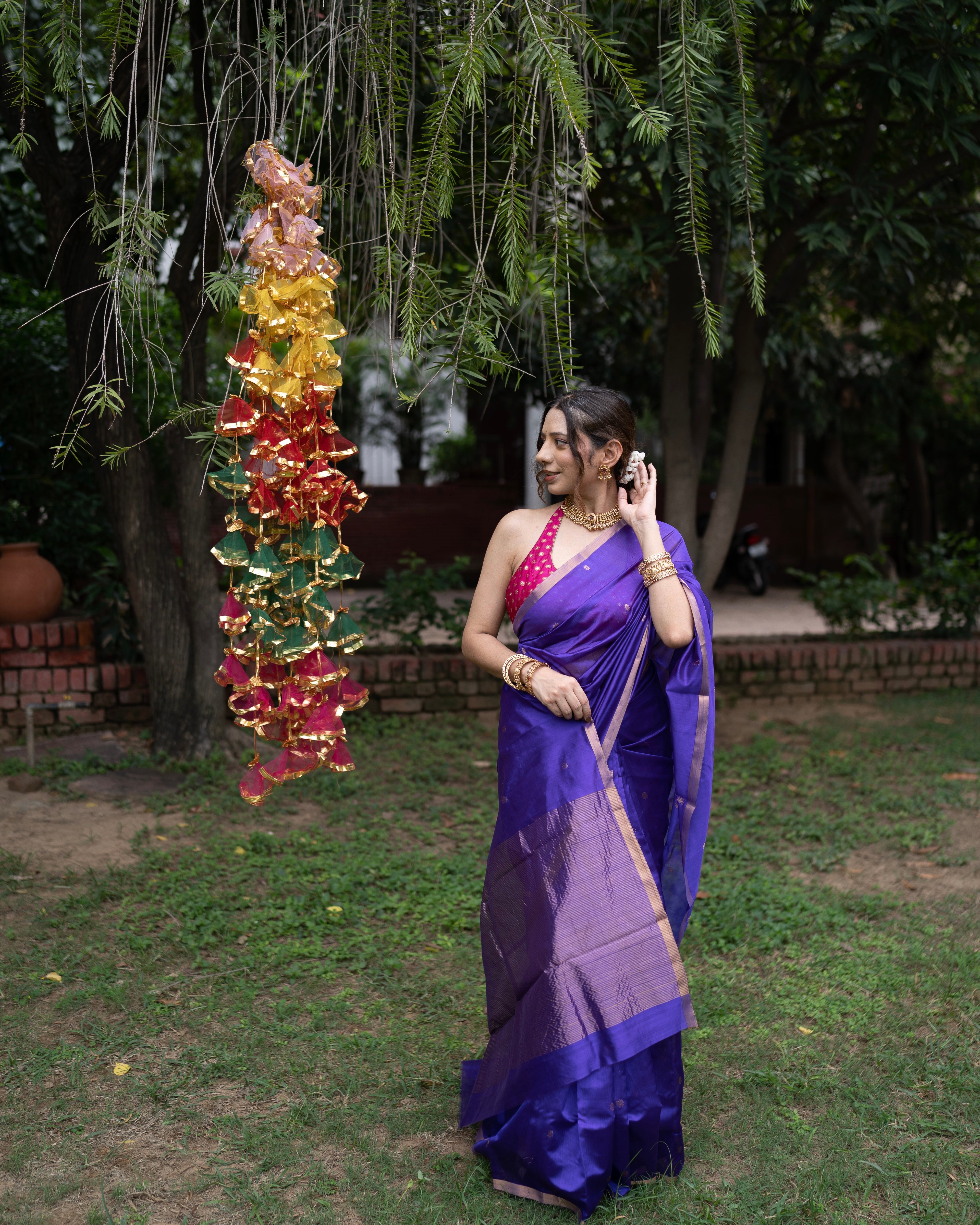 Laila | Purple Chanderi Pattu Silk Saree