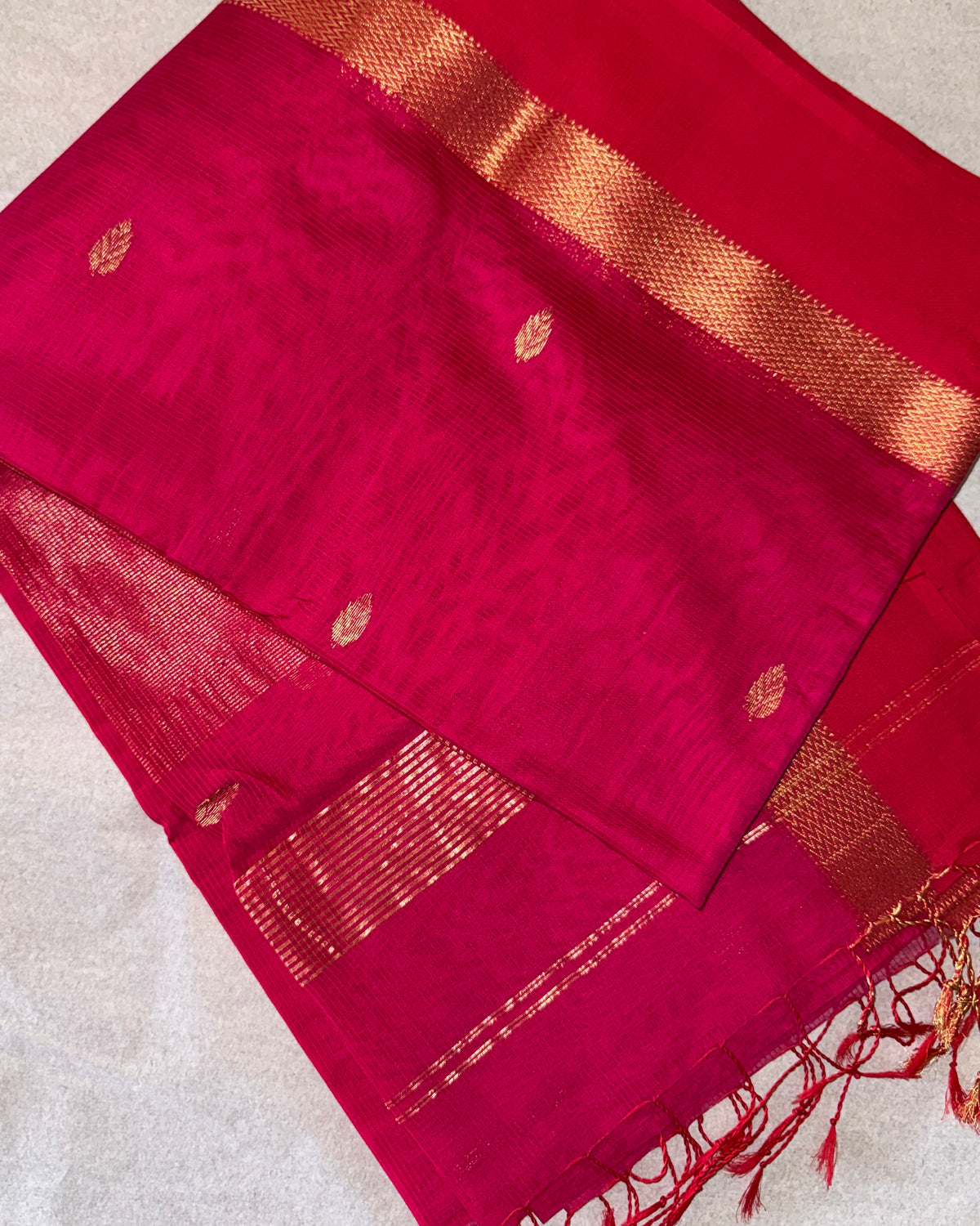 Aalta | Rani Pink Maheshwari Saree