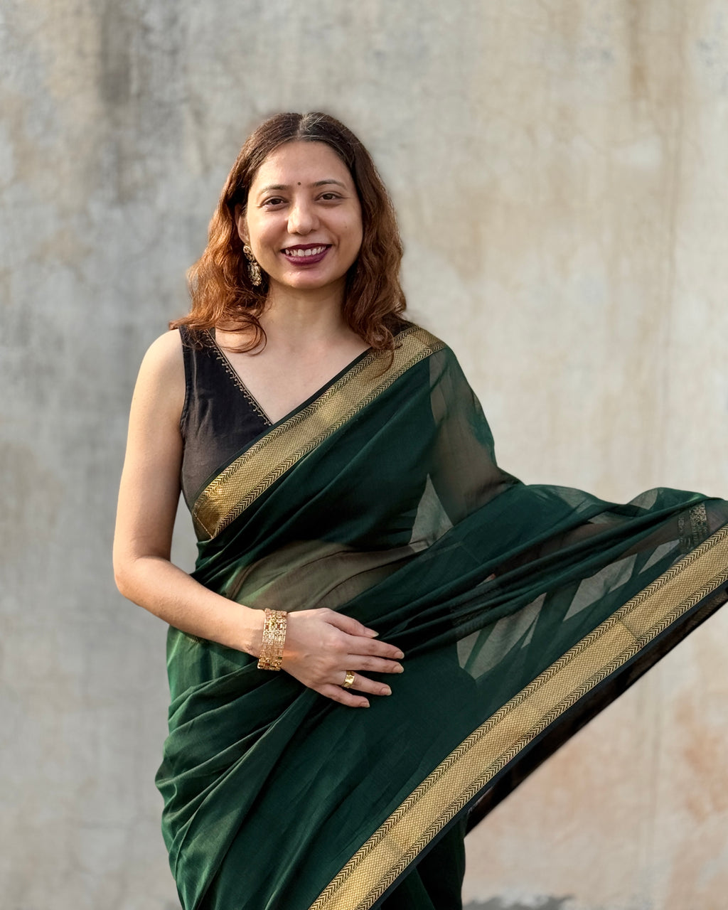 Tina | Green Blue Maheshwari Saree