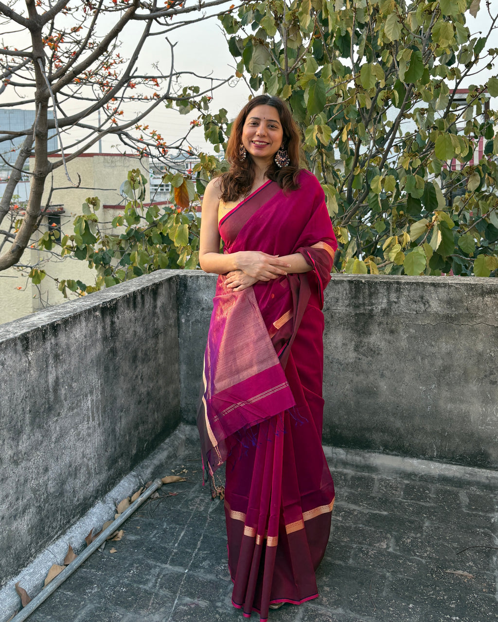 Gulab | Magenta Maheshwari Saree