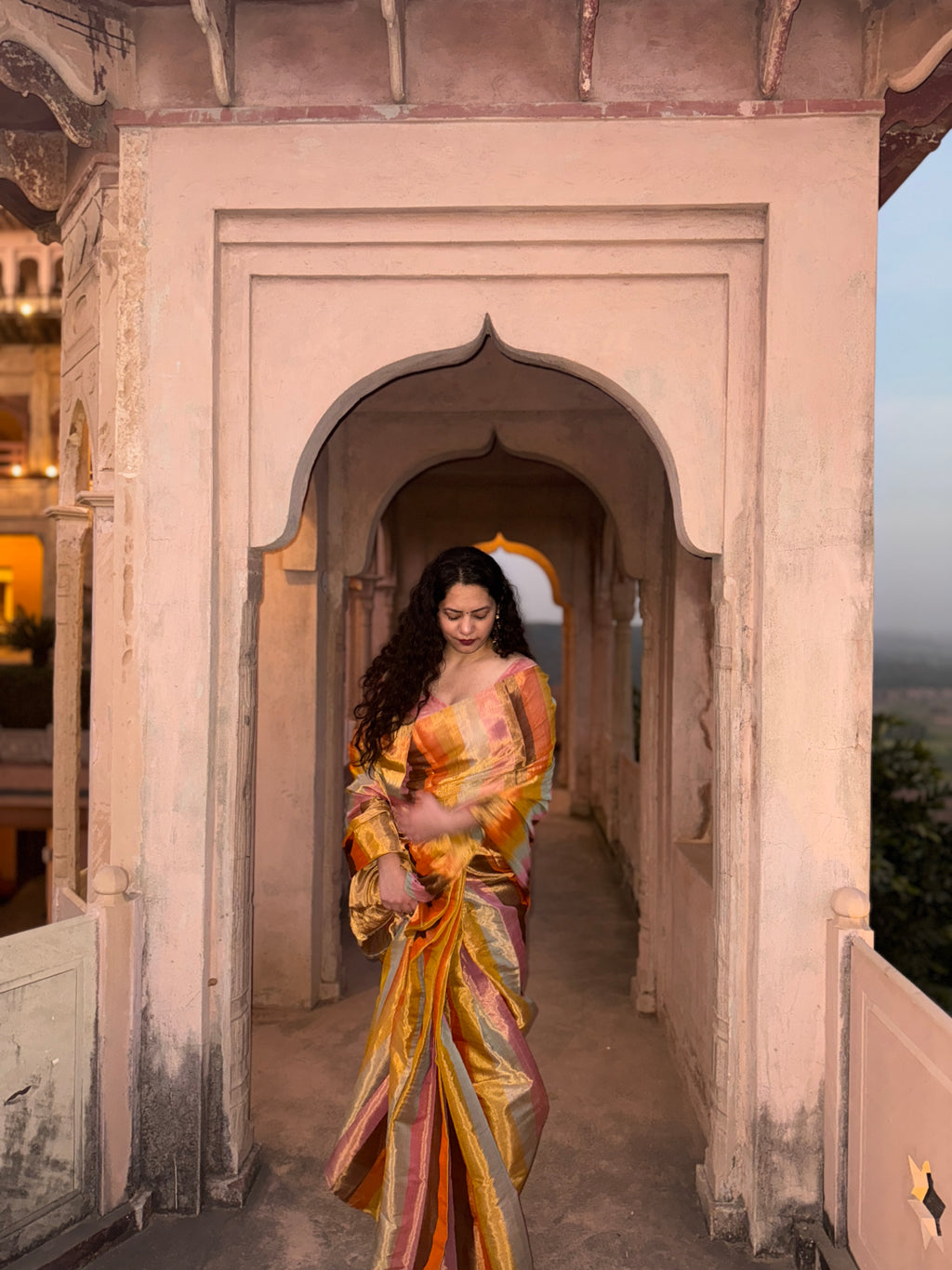 Chamak | Striped Chanderi Tissue Saree