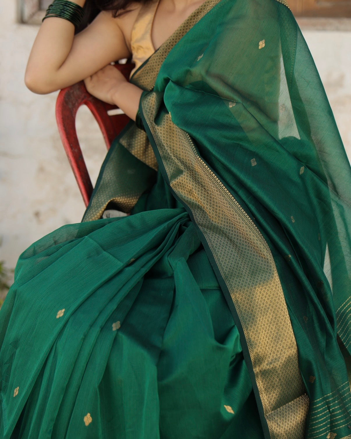 Gulkand | Green Maheshwari Saree