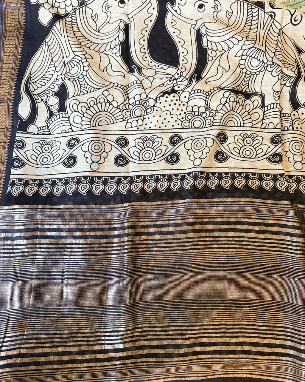 Leheriya | Ivory Modal Saree