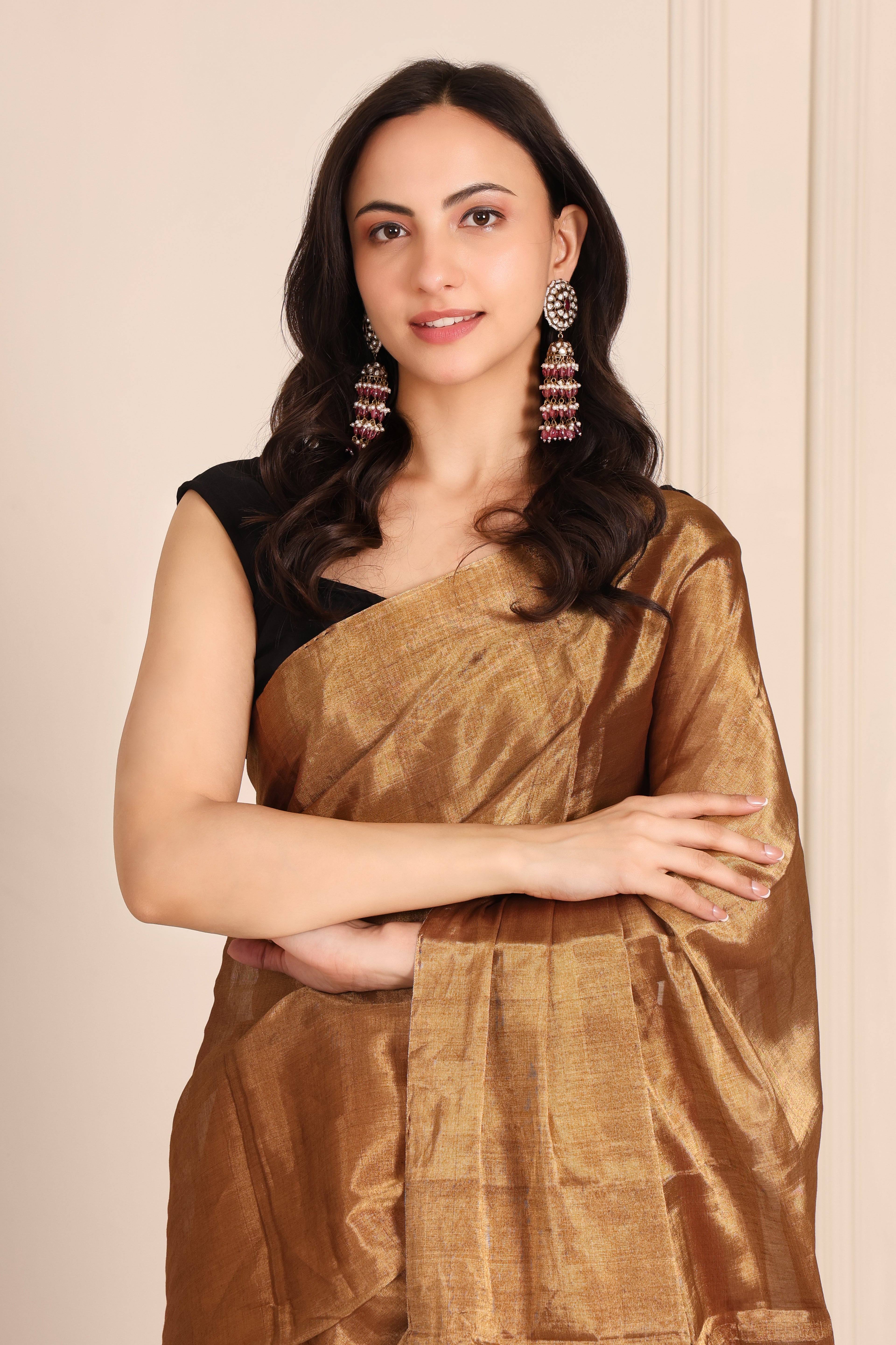 Chanderi silk saree raat rani